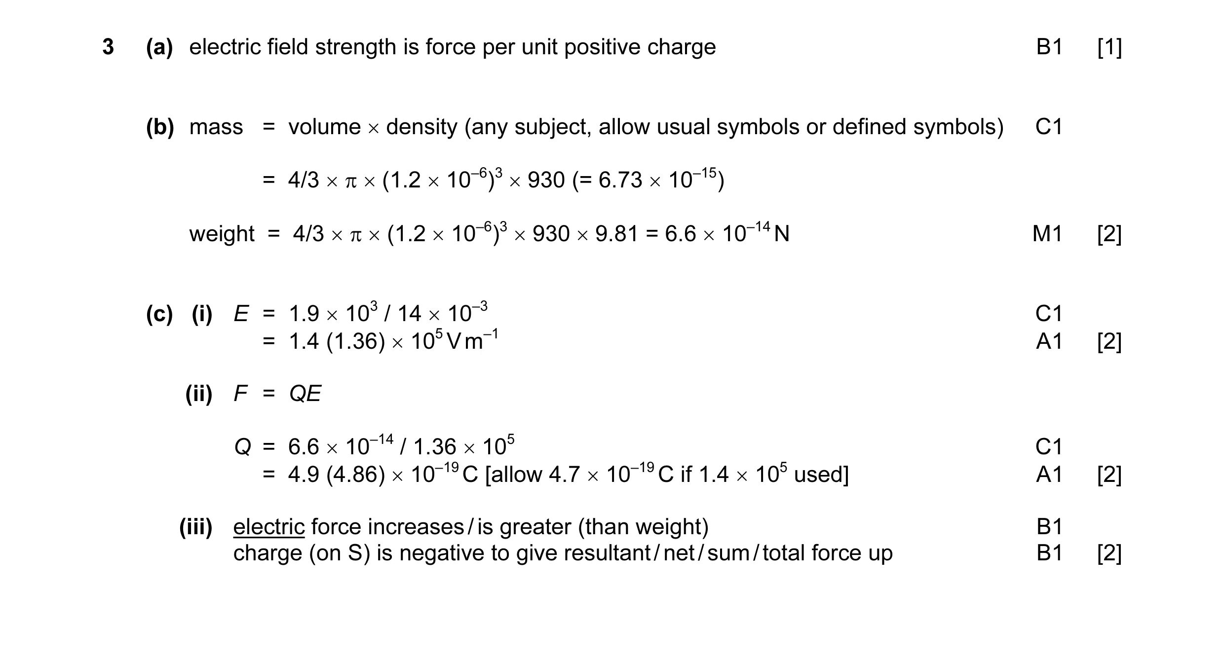Mark scheme for question 13