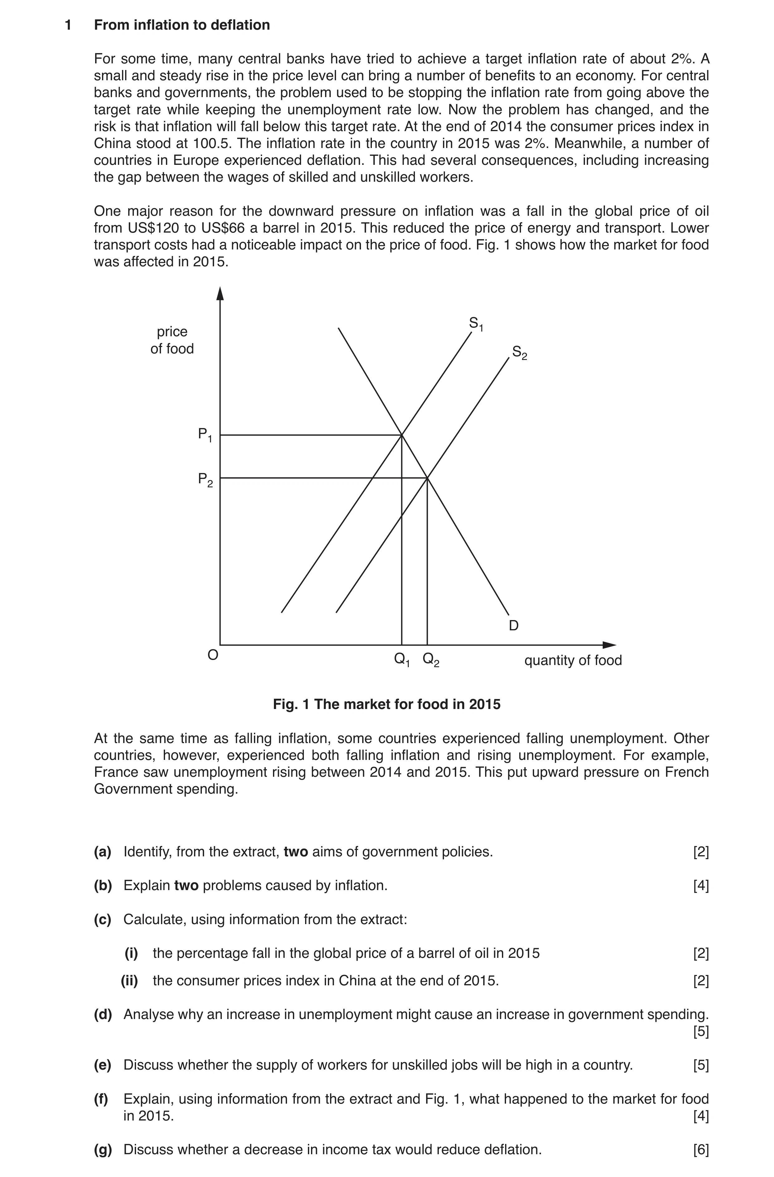 Question 7: From inflation to deflation For some time, many central banks have tried to achieve a target inflation rate of about 2%. A small and steady…