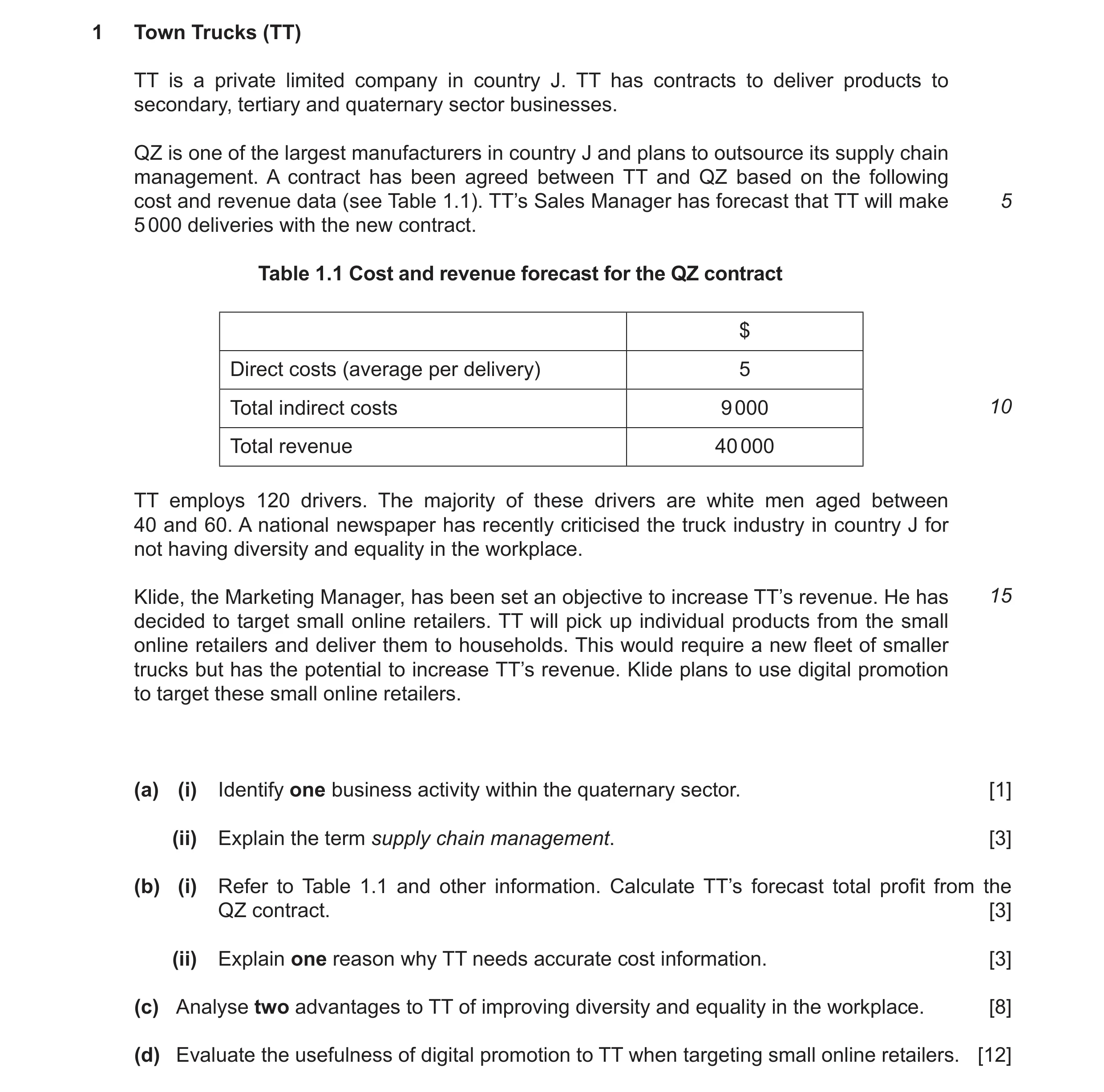 Question 39: Town Trucks (TT) TT is a private limited company in country J. TT has contracts to deliver products to secondary, tertiary and quaternary s…
