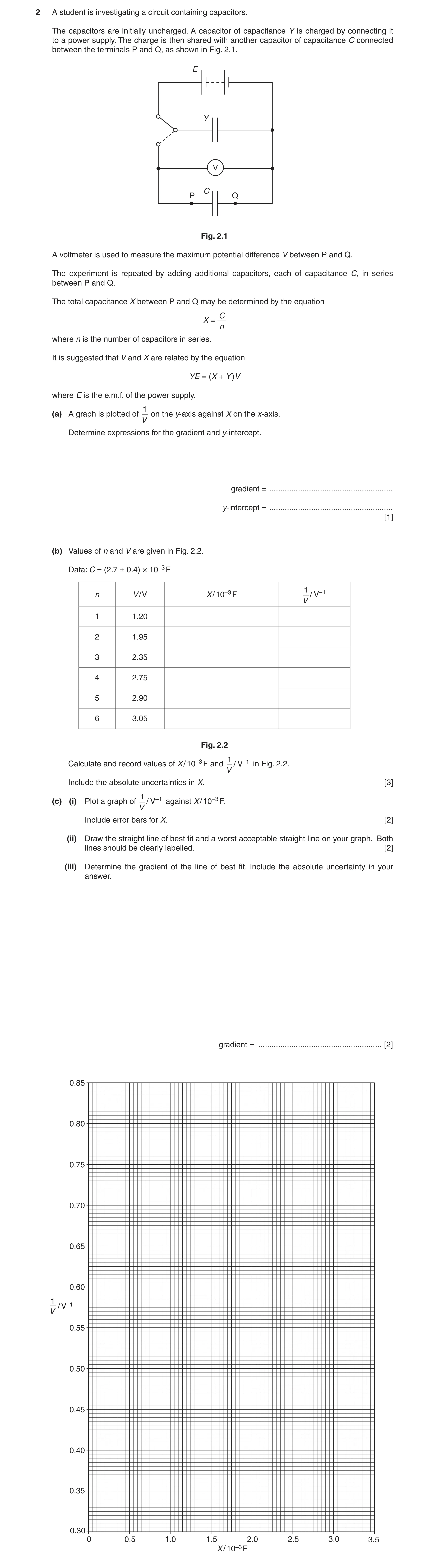 Question 7: A student is investigating a circuit containing capacitors. The capacitors are initially uncharged. A capacitor of capacitance Y is charged…