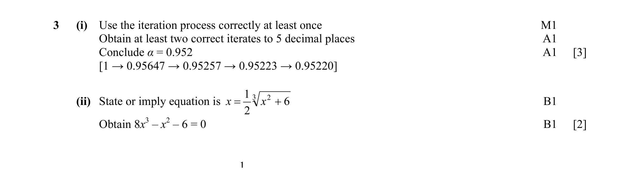 Mark scheme for question 4
