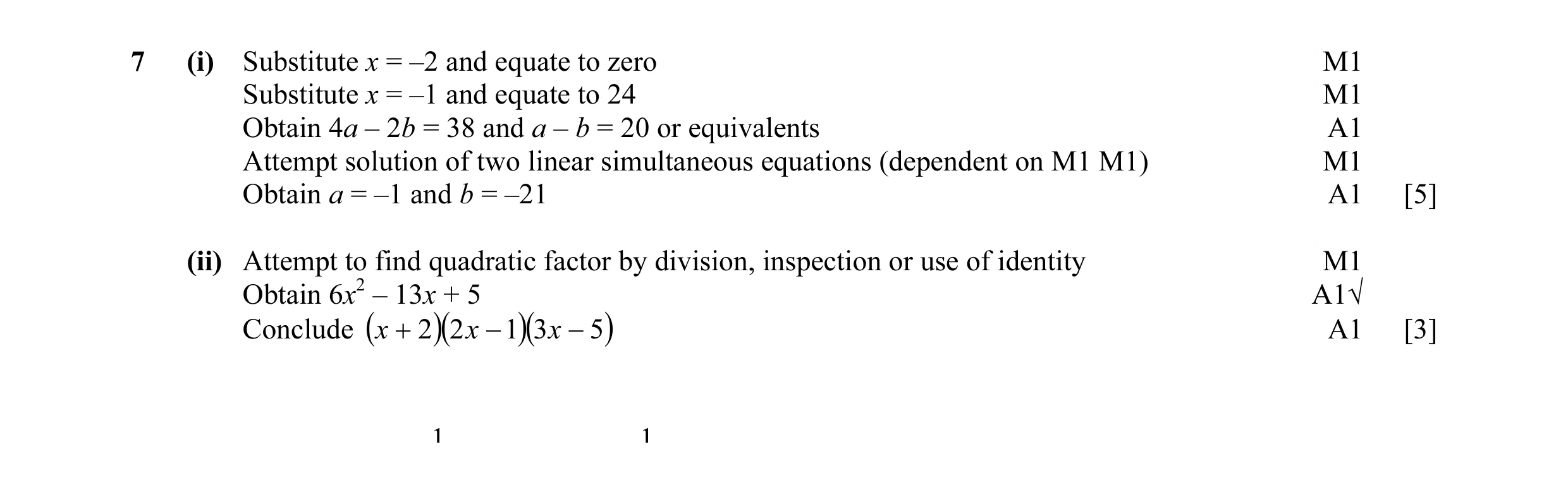 Mark scheme for question 24