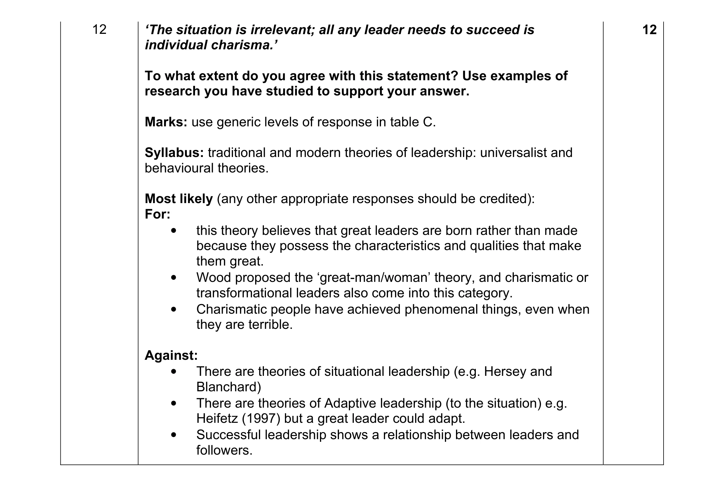Mark scheme for question 2