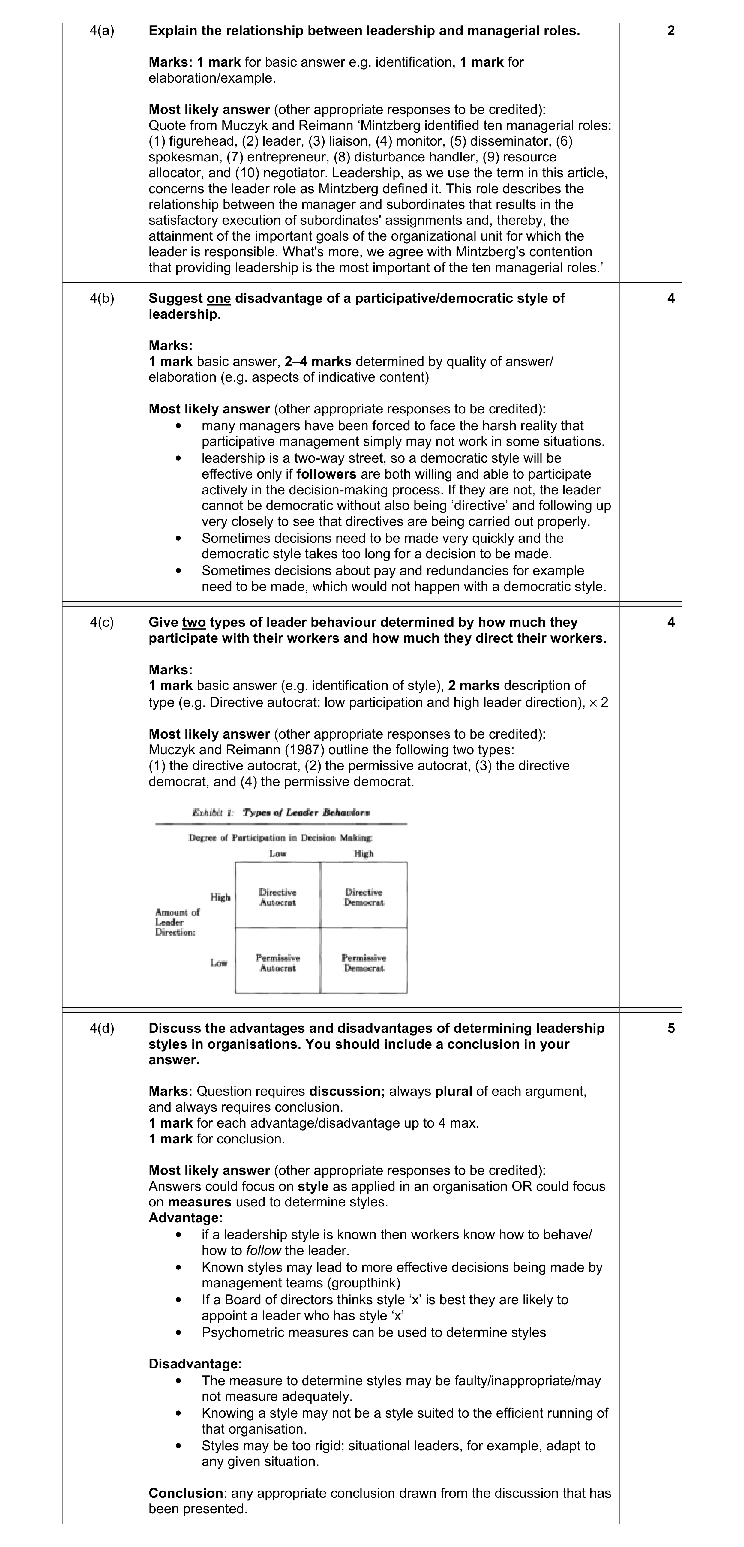 Mark scheme for question 1