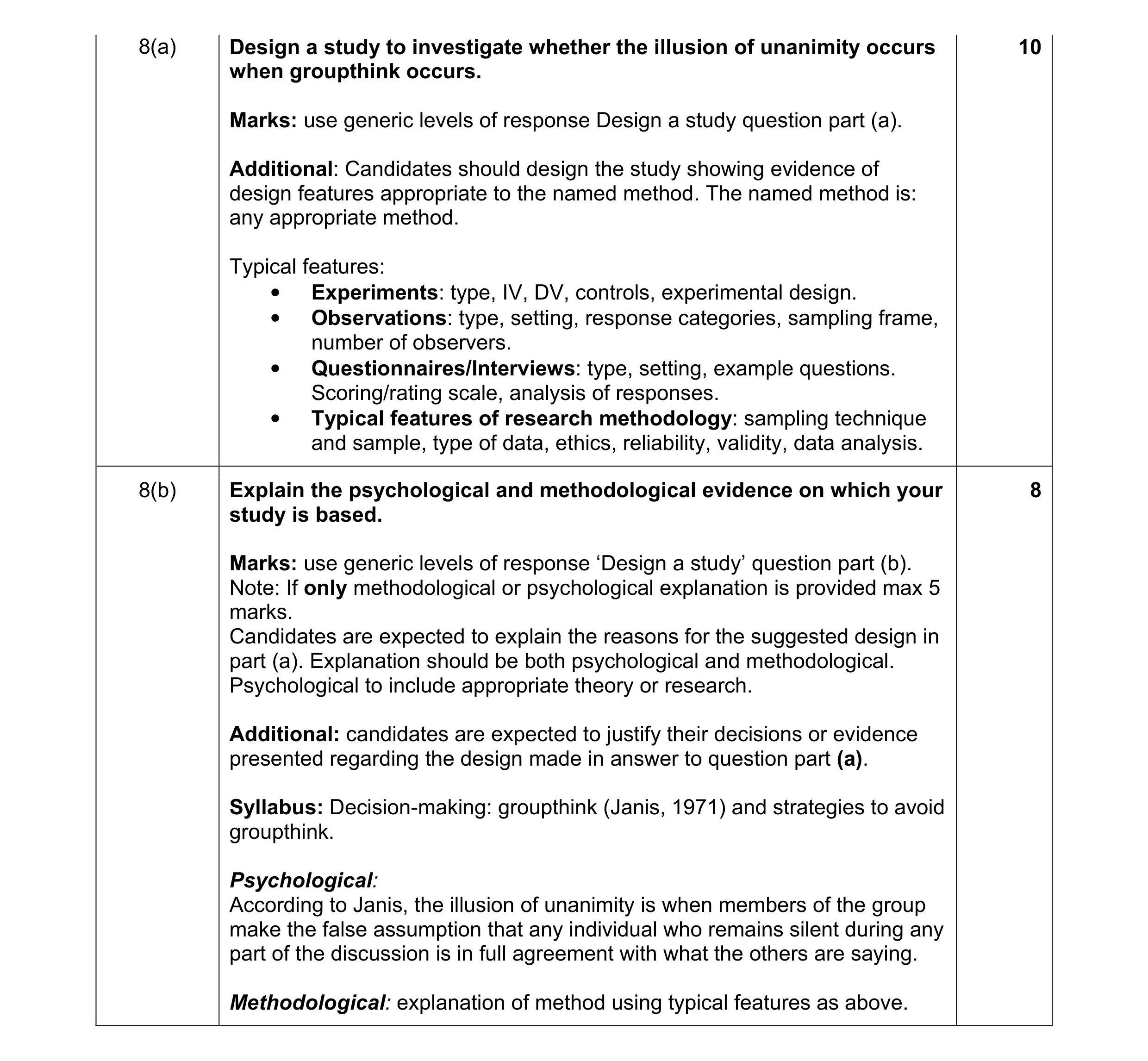 Mark scheme for question 2