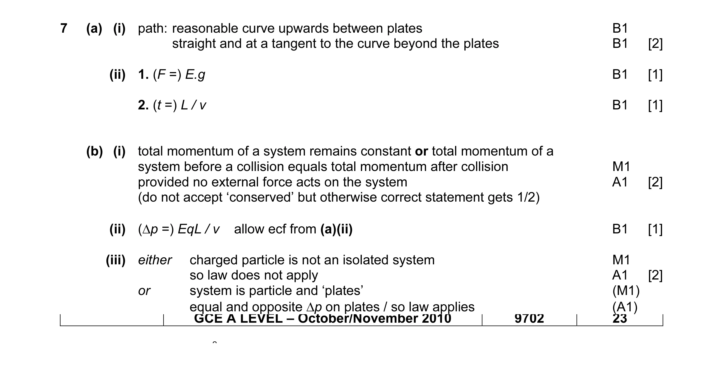 Mark scheme for question 6