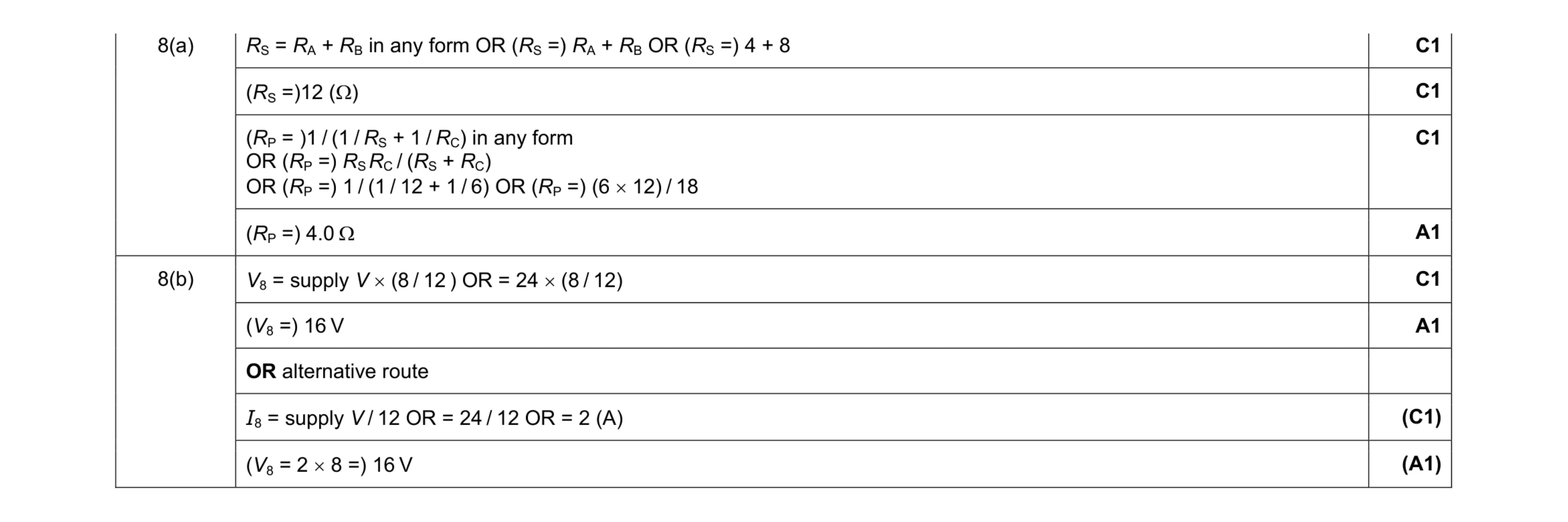 Mark scheme for question 6