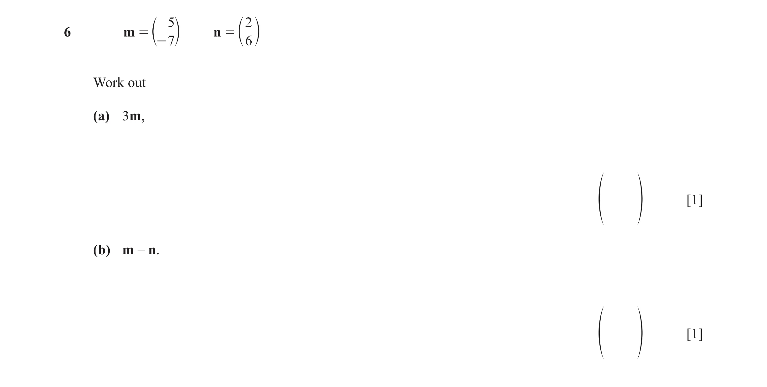 Question 39: 2 6 m = n = c- 7m c 6 m Work out (a) 3m, [1] f p (b) m – n. [1] f p