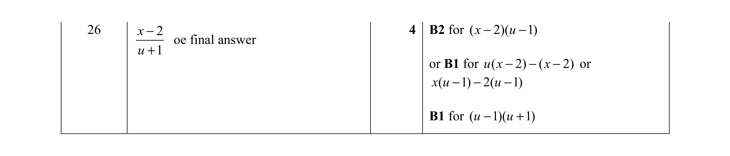 Mark scheme for question 136