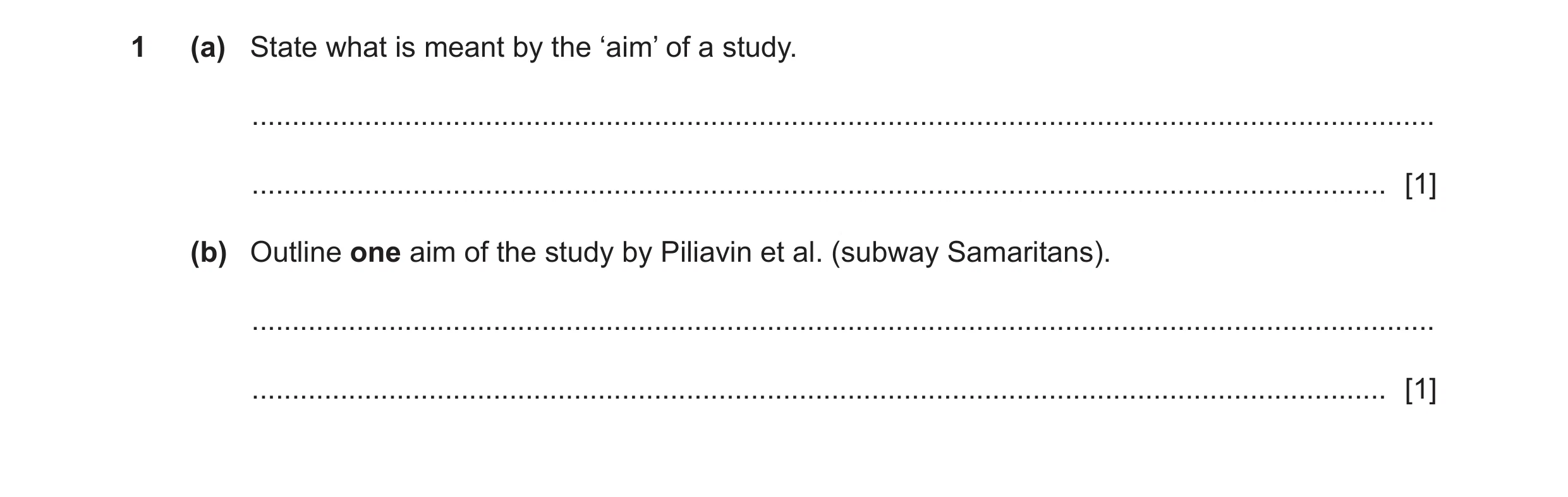 Question 209: (a) State what is meant by the ‘aim’ of a study. ..........................................................................................…