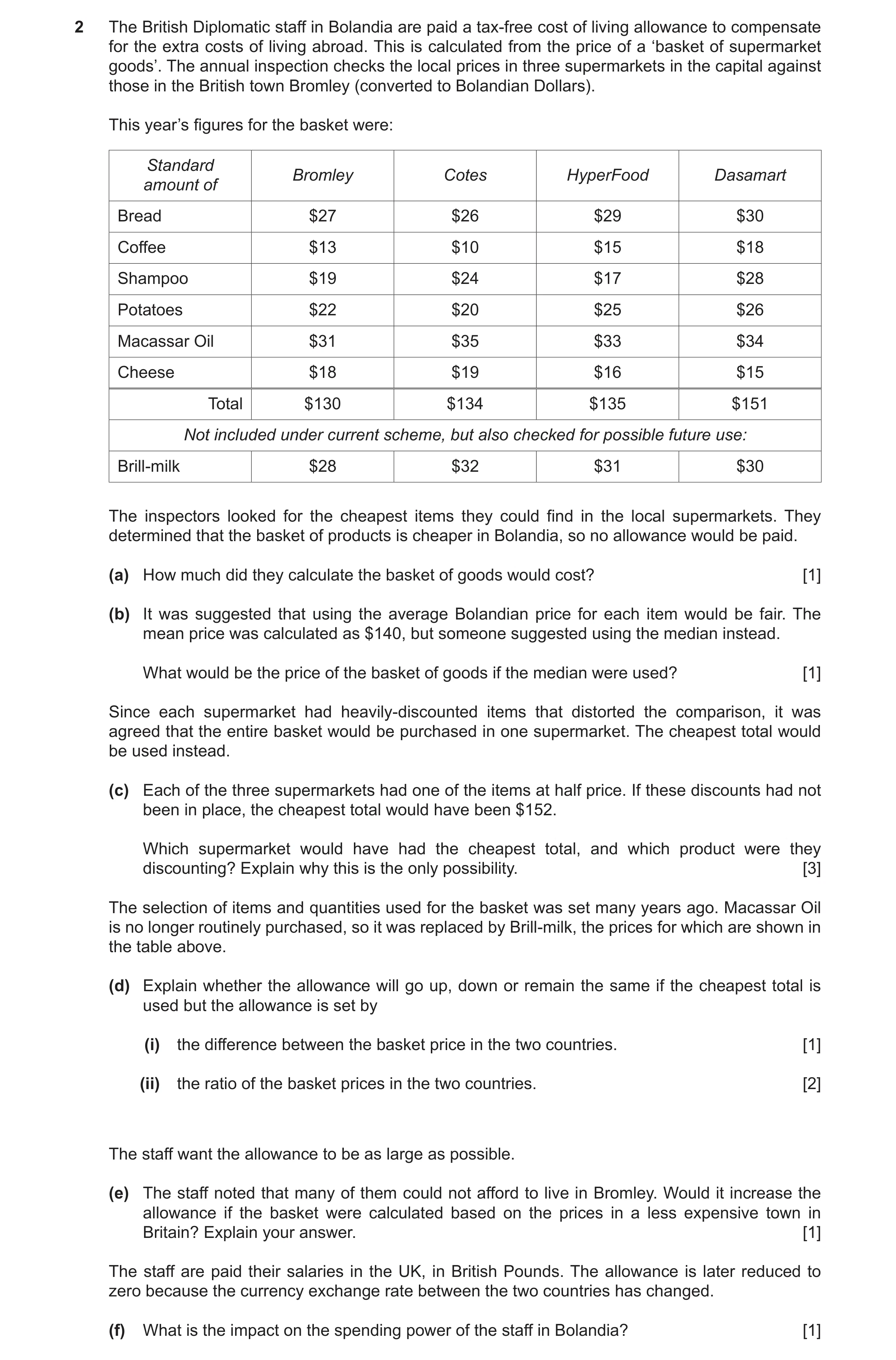 Question 47: The British Diplomatic staff in Bolandia are paid a tax-free cost of living allowance to compensate for the extra costs of living abroad. T…