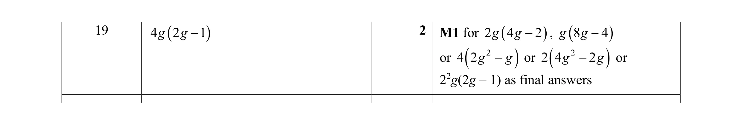 Mark scheme for question 92