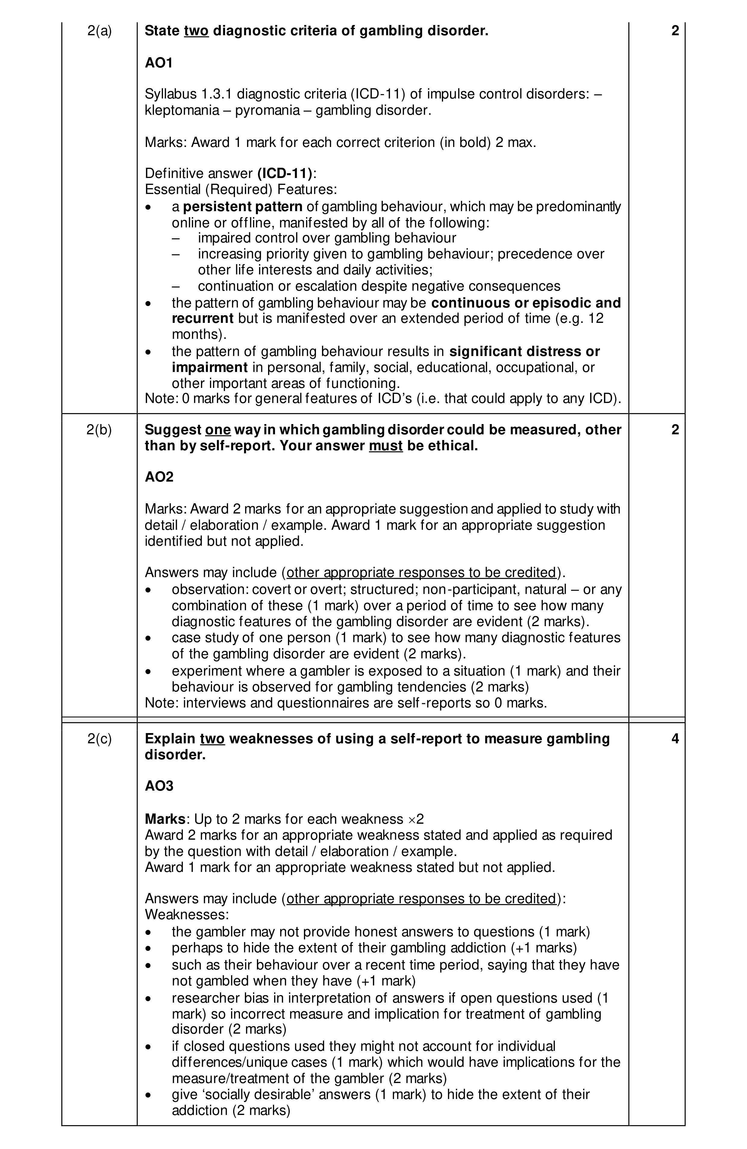 Mark scheme for question 39
