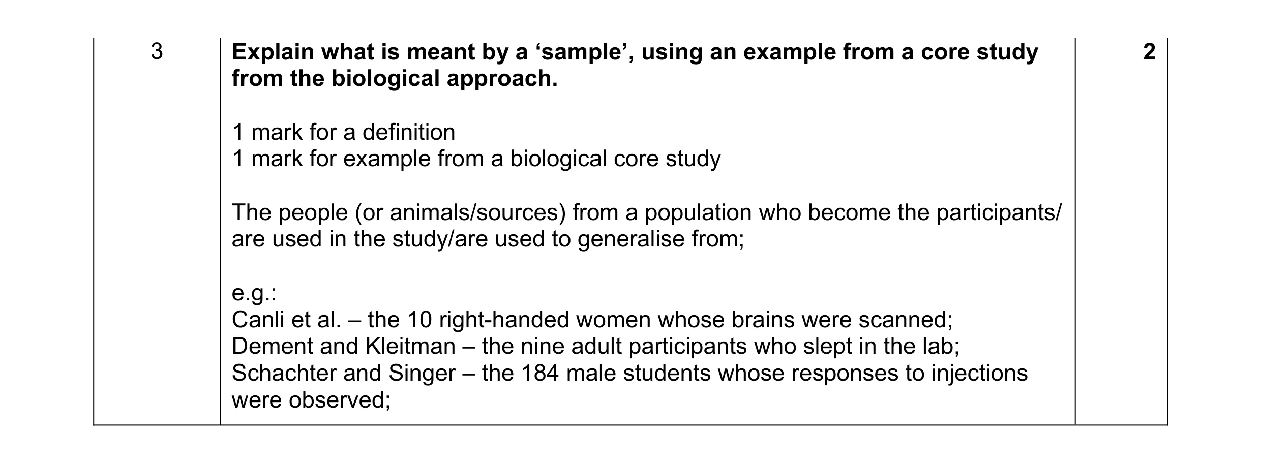 Mark scheme for question 113