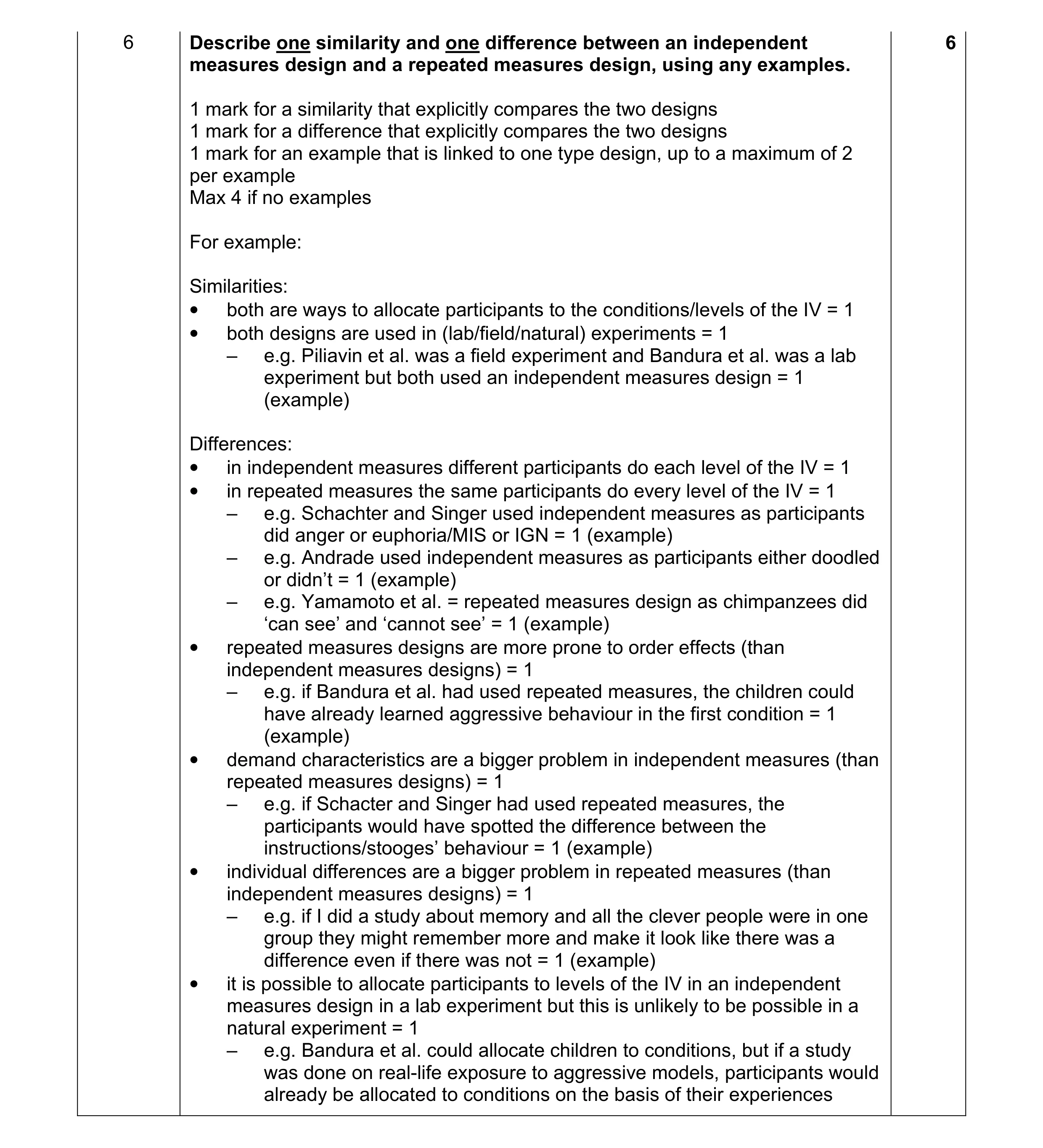 Mark scheme for question 116
