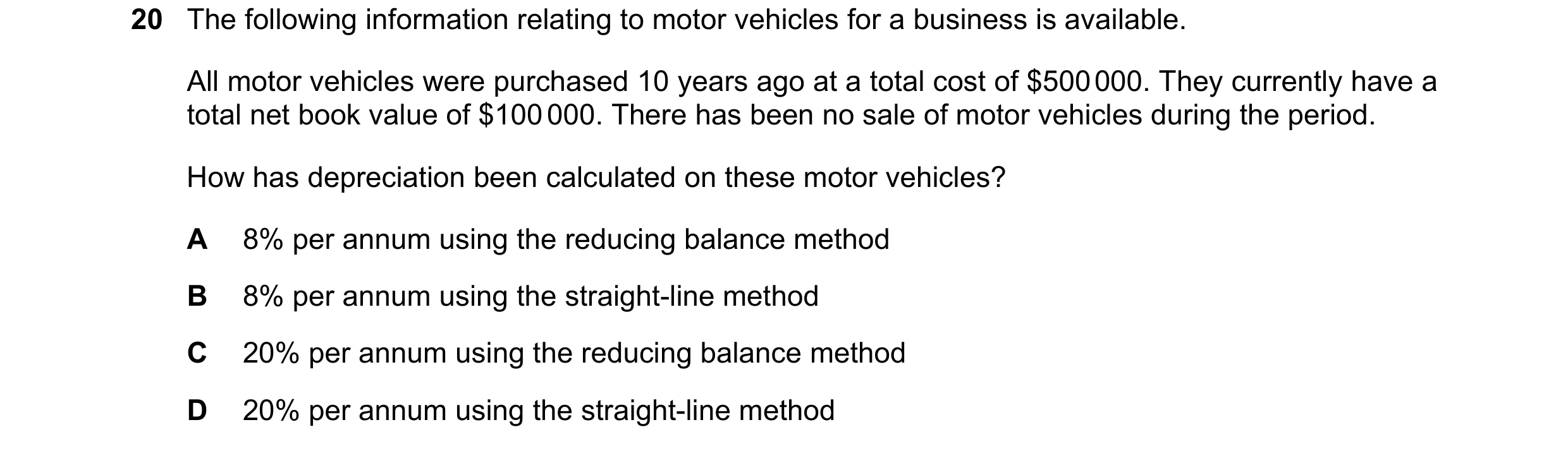 Question 136: The following information relating to motor vehicles for a business is available. All motor vehicles were purchased 10 years ago at a total…