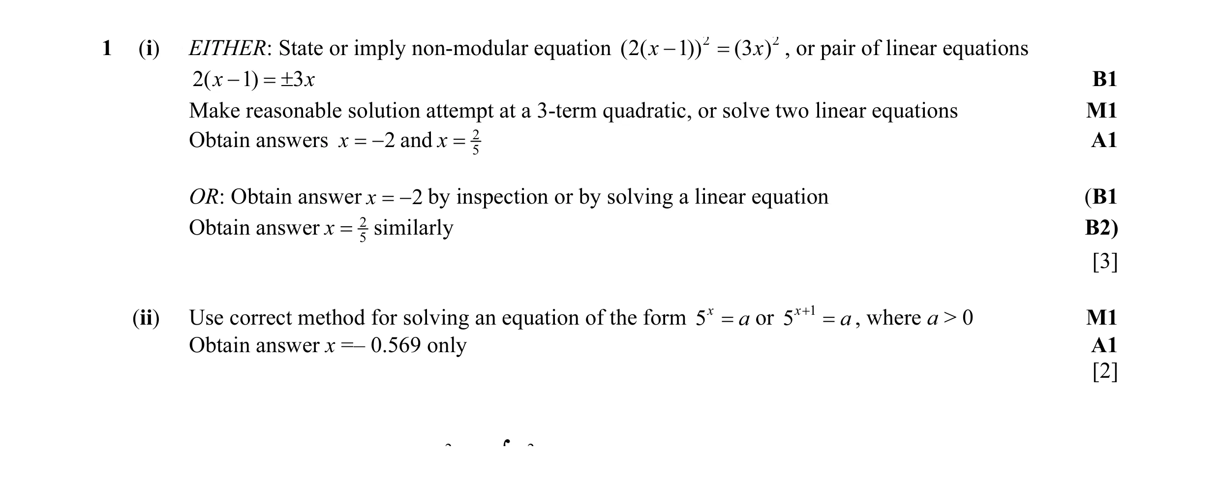 Mark scheme for question 28