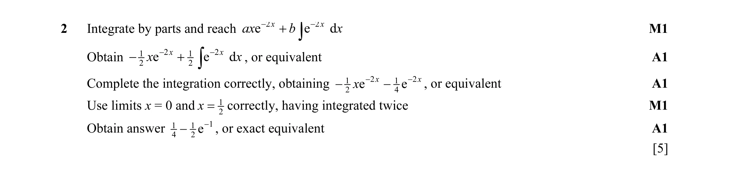Mark scheme for question 12