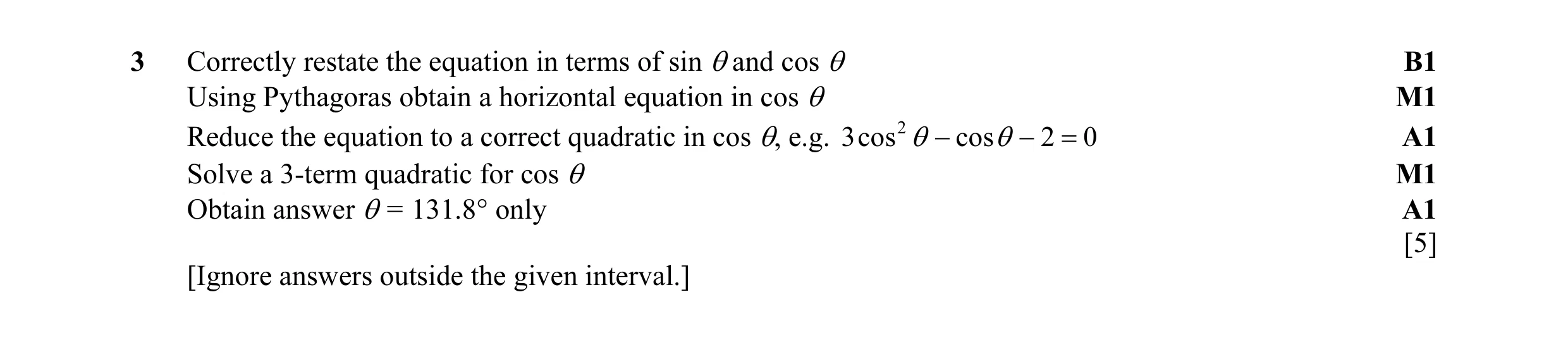 Mark scheme for question 44