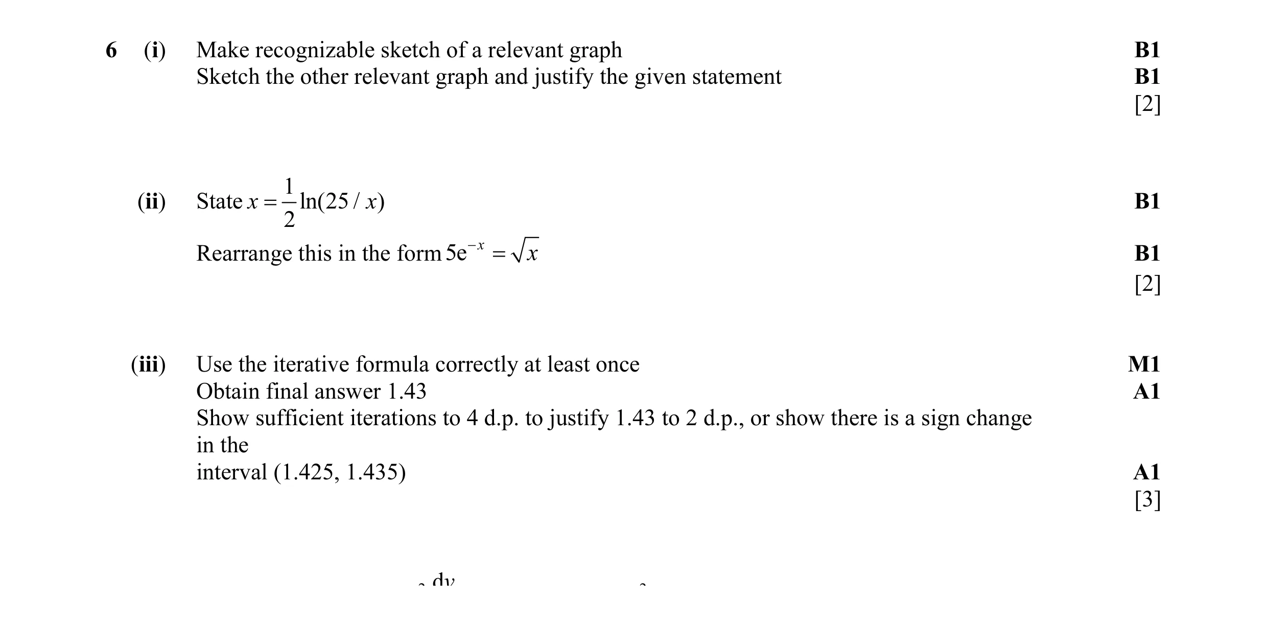 Mark scheme for question 6