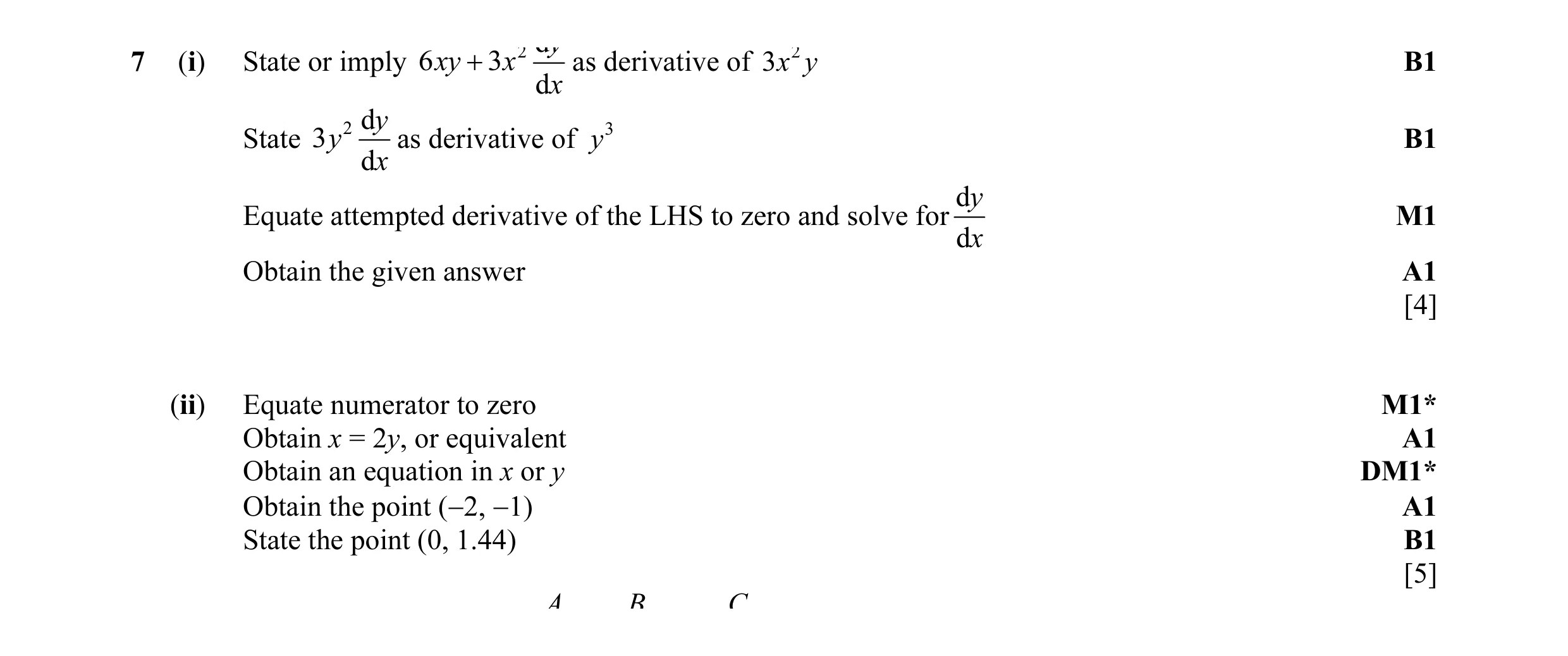 Mark scheme for question 25