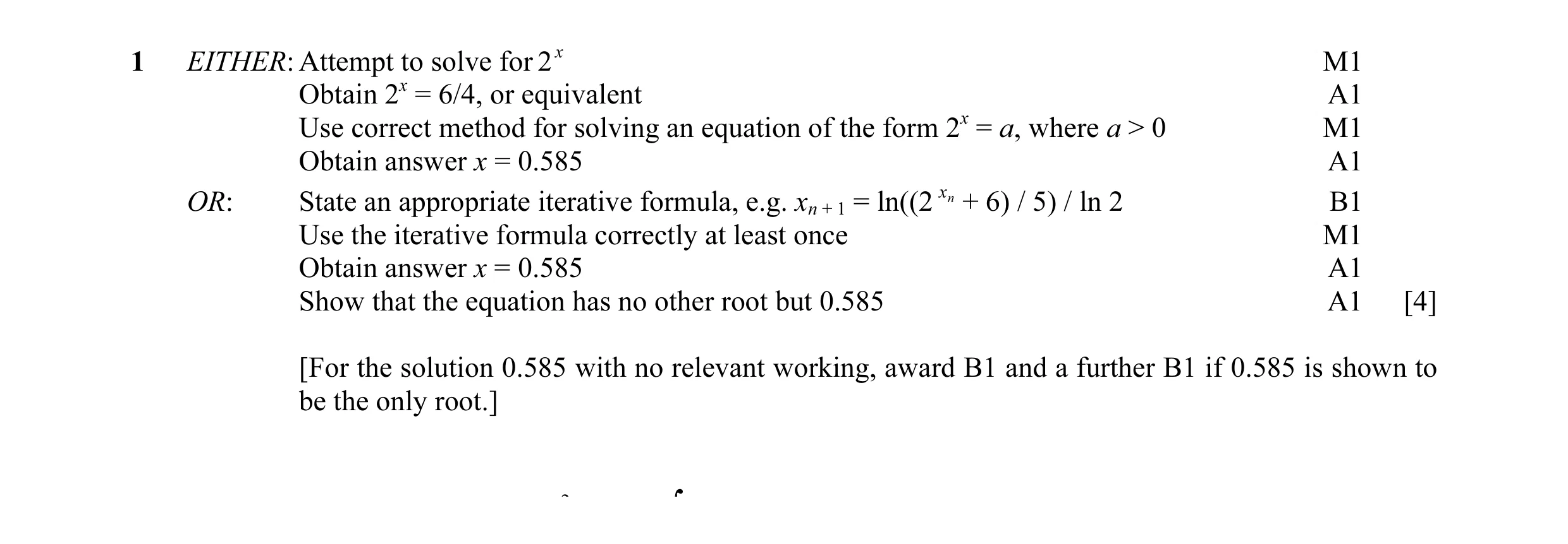 Mark scheme for question 5