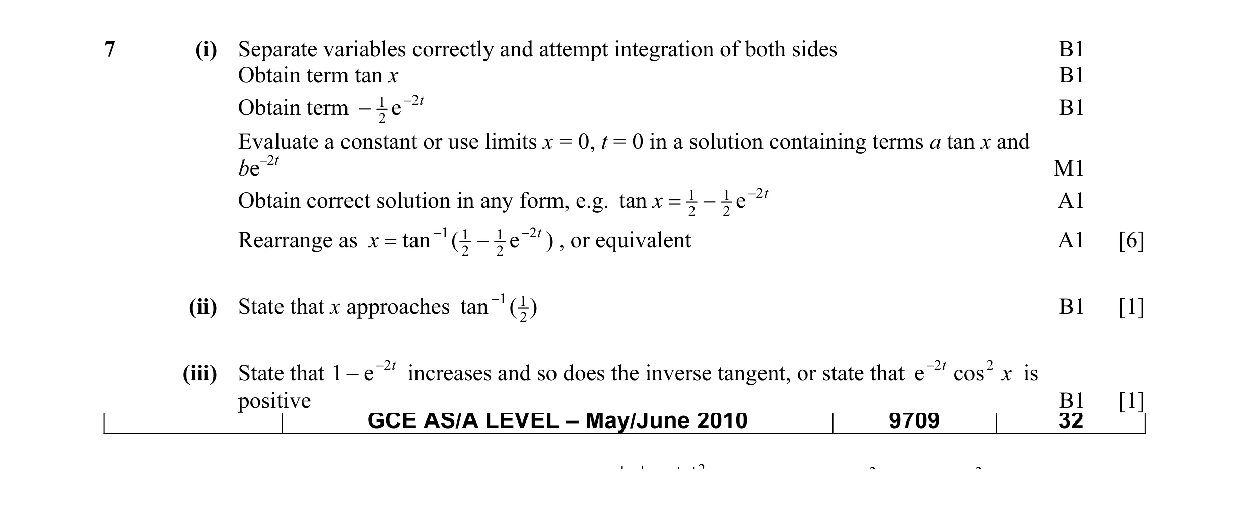 Mark scheme for question 8