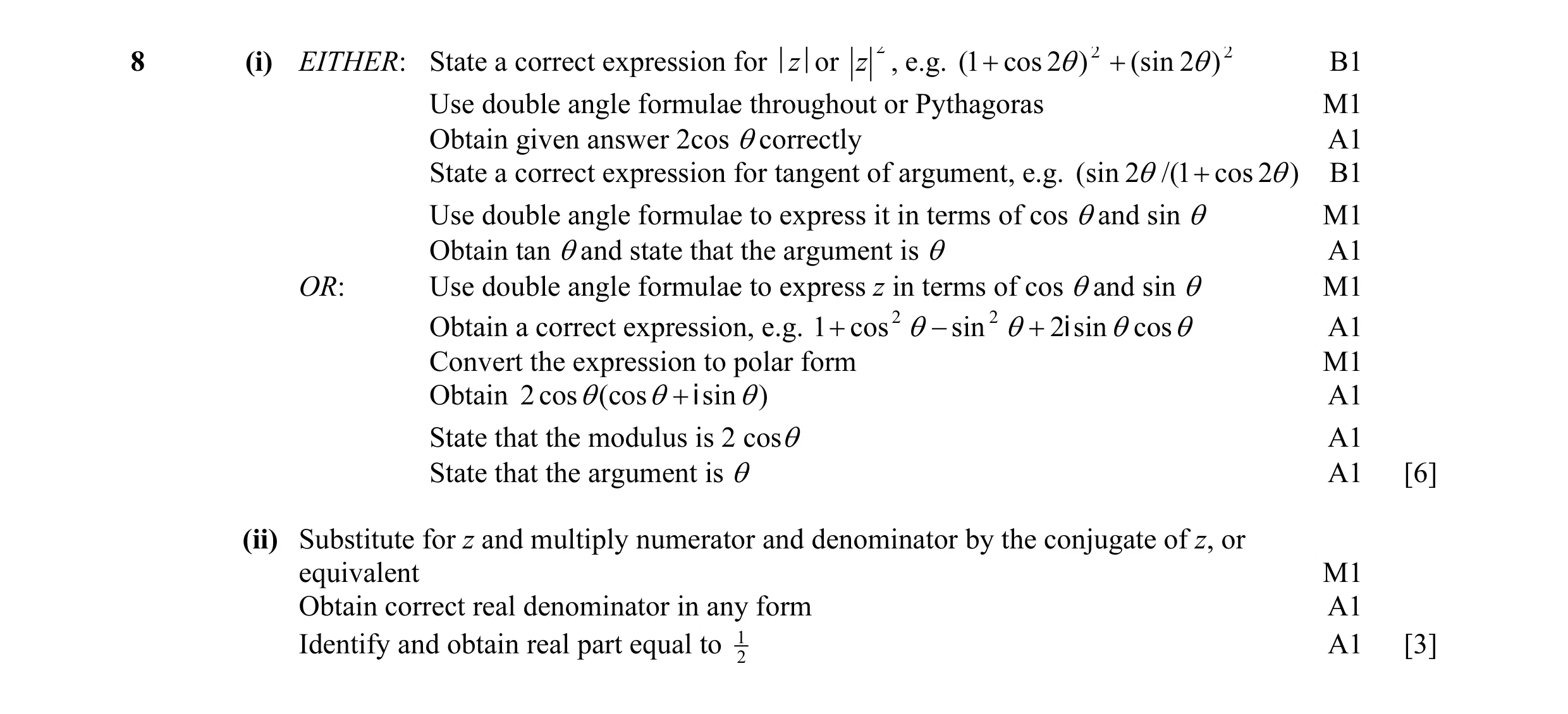 Mark scheme for question 11