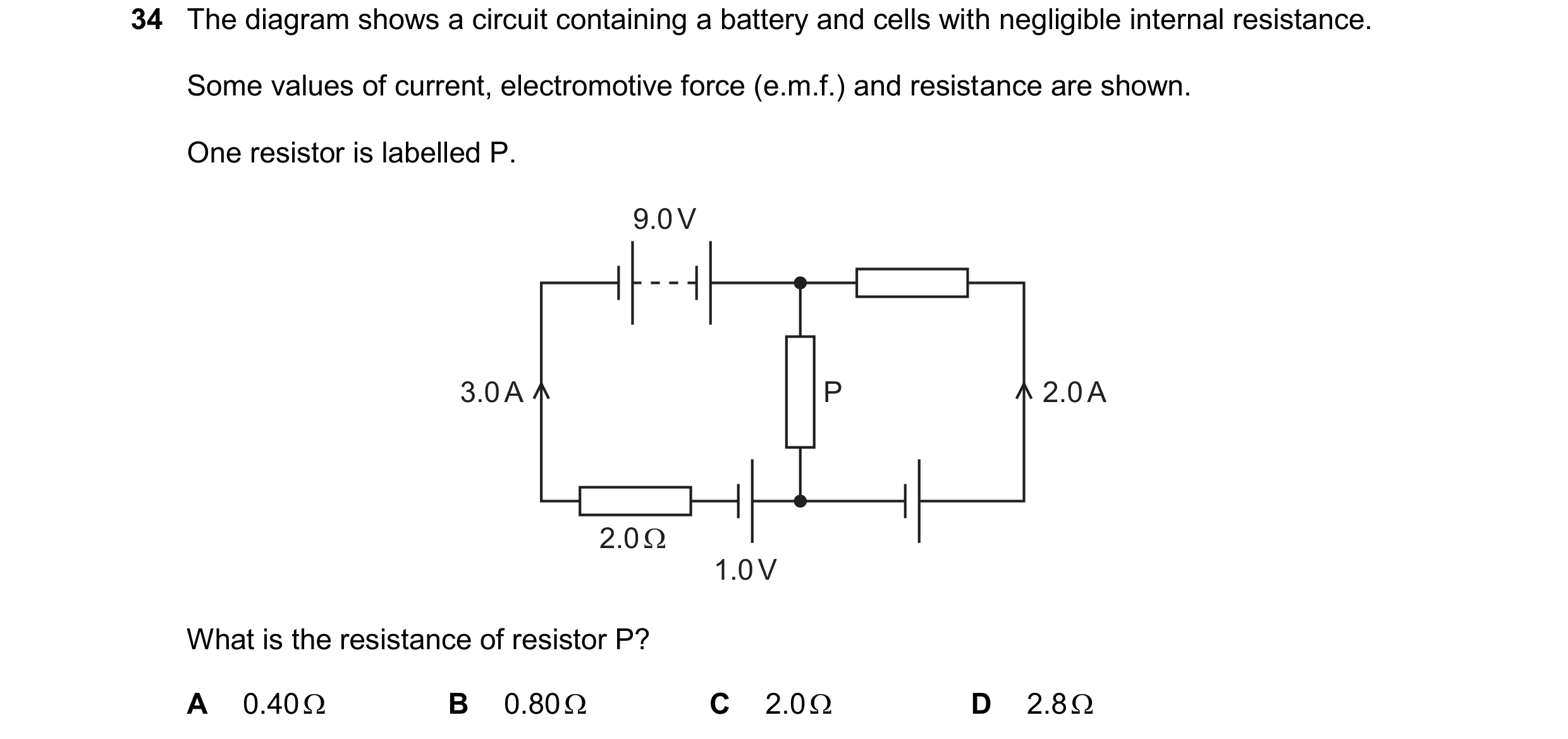 Question 181: The diagram shows a circuit containing a battery and cells with negligible internal resistance.
Some values of current, electromotive force…