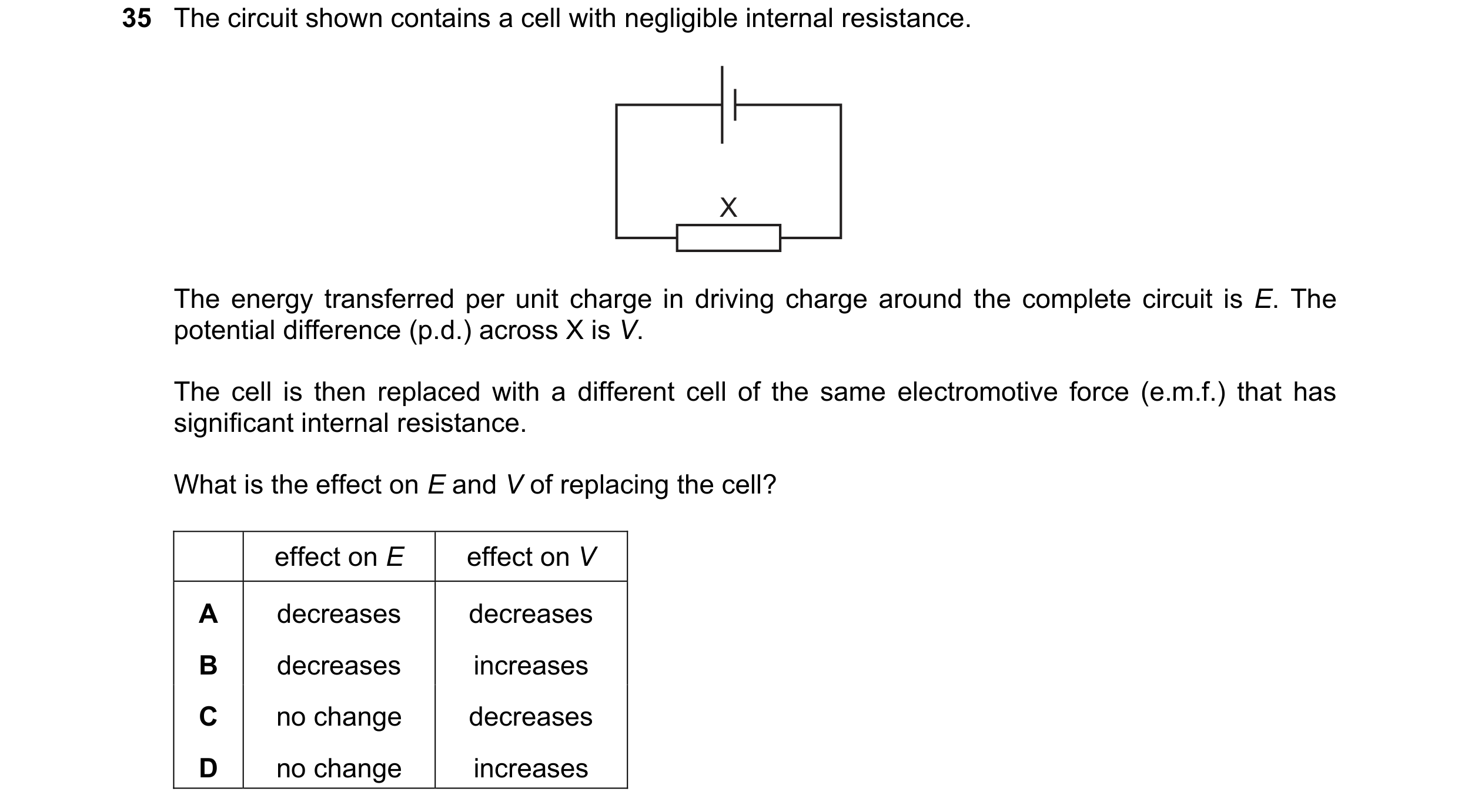 Question 211: The circuit shown contains a cell with negligible internal resistance. X The energy transferred per unit charge in driving charge around th…