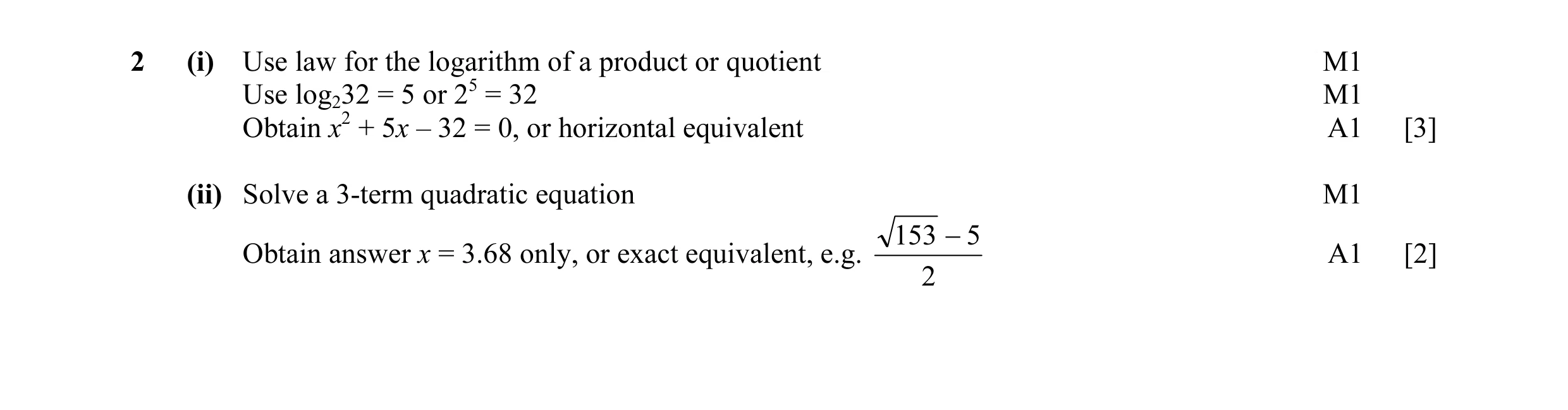 Mark scheme for question 12