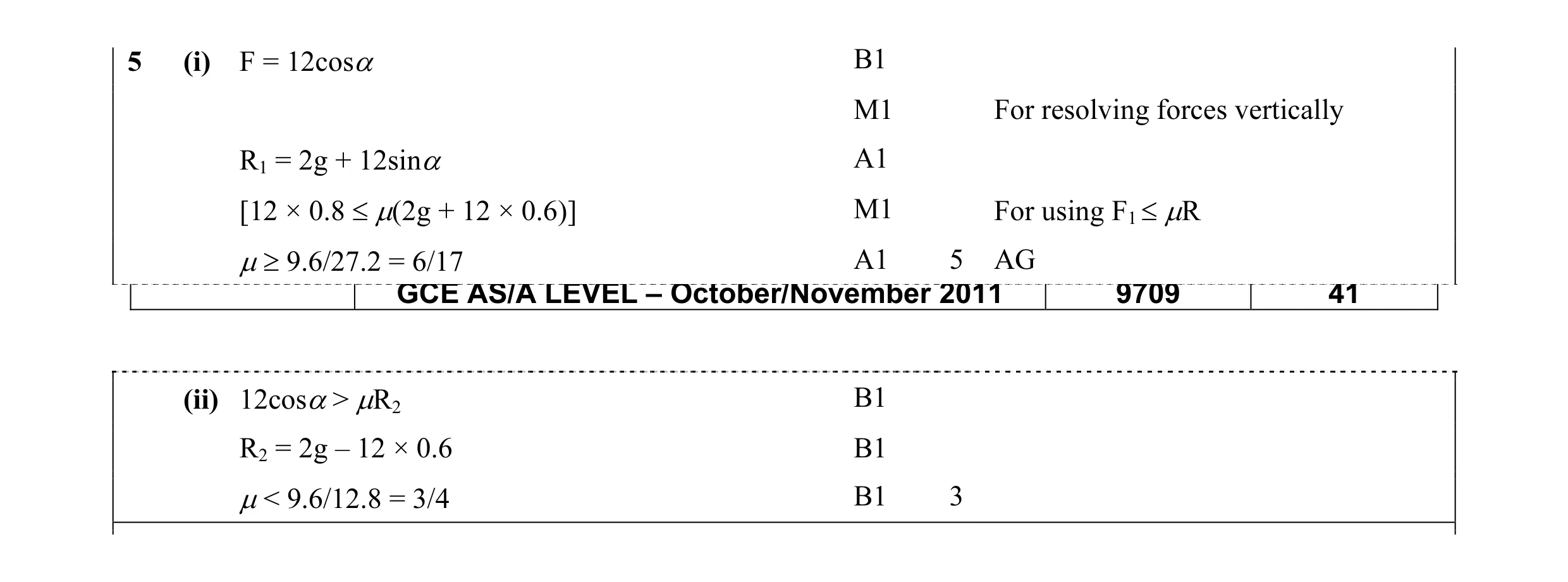 Mark scheme for question 40