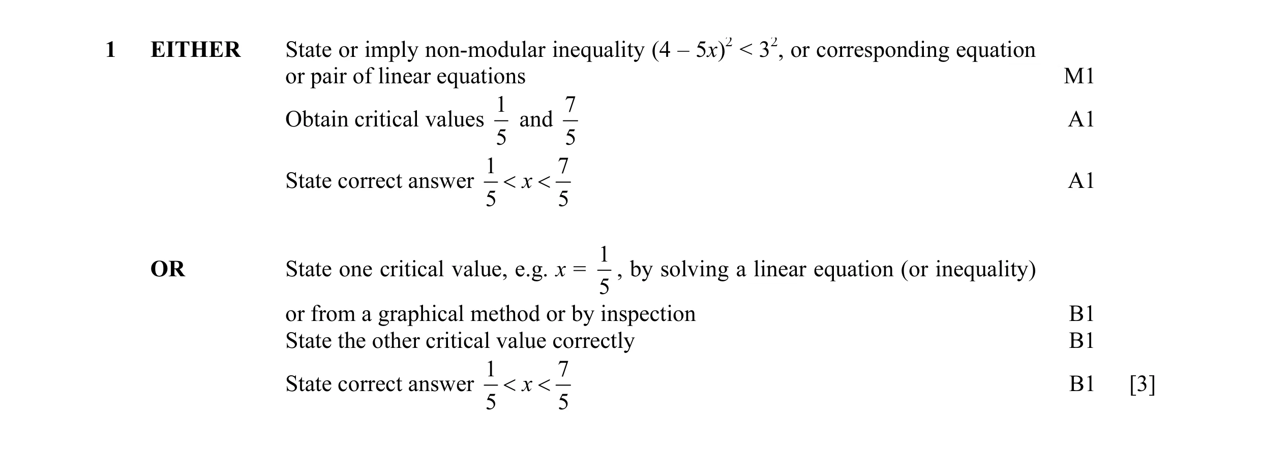 Mark scheme for question 27