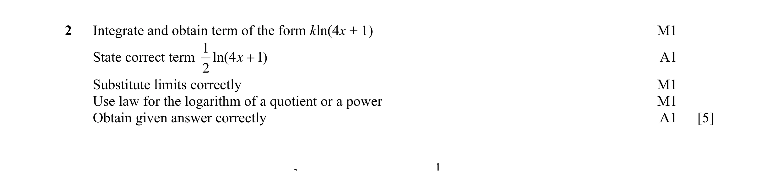 Mark scheme for question 4