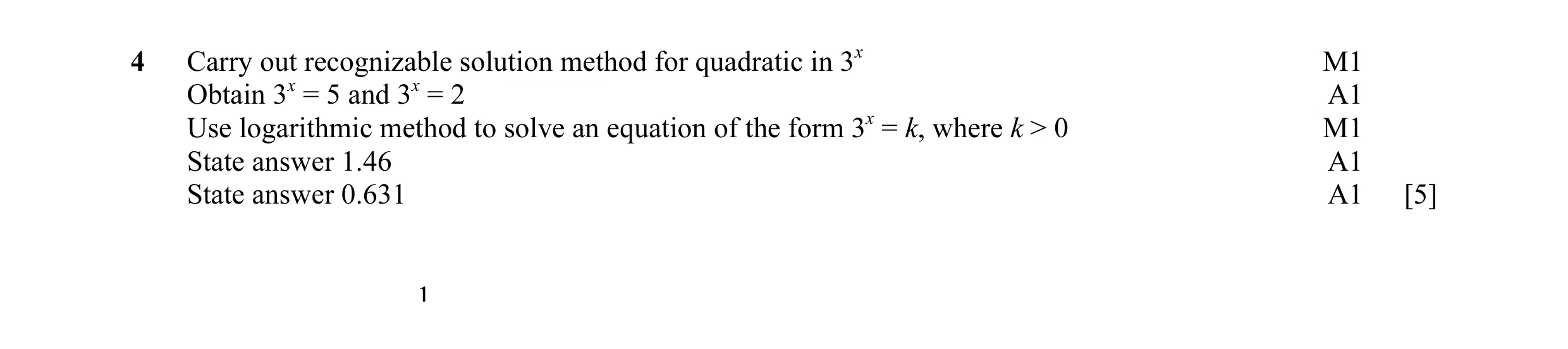 Mark scheme for question 18