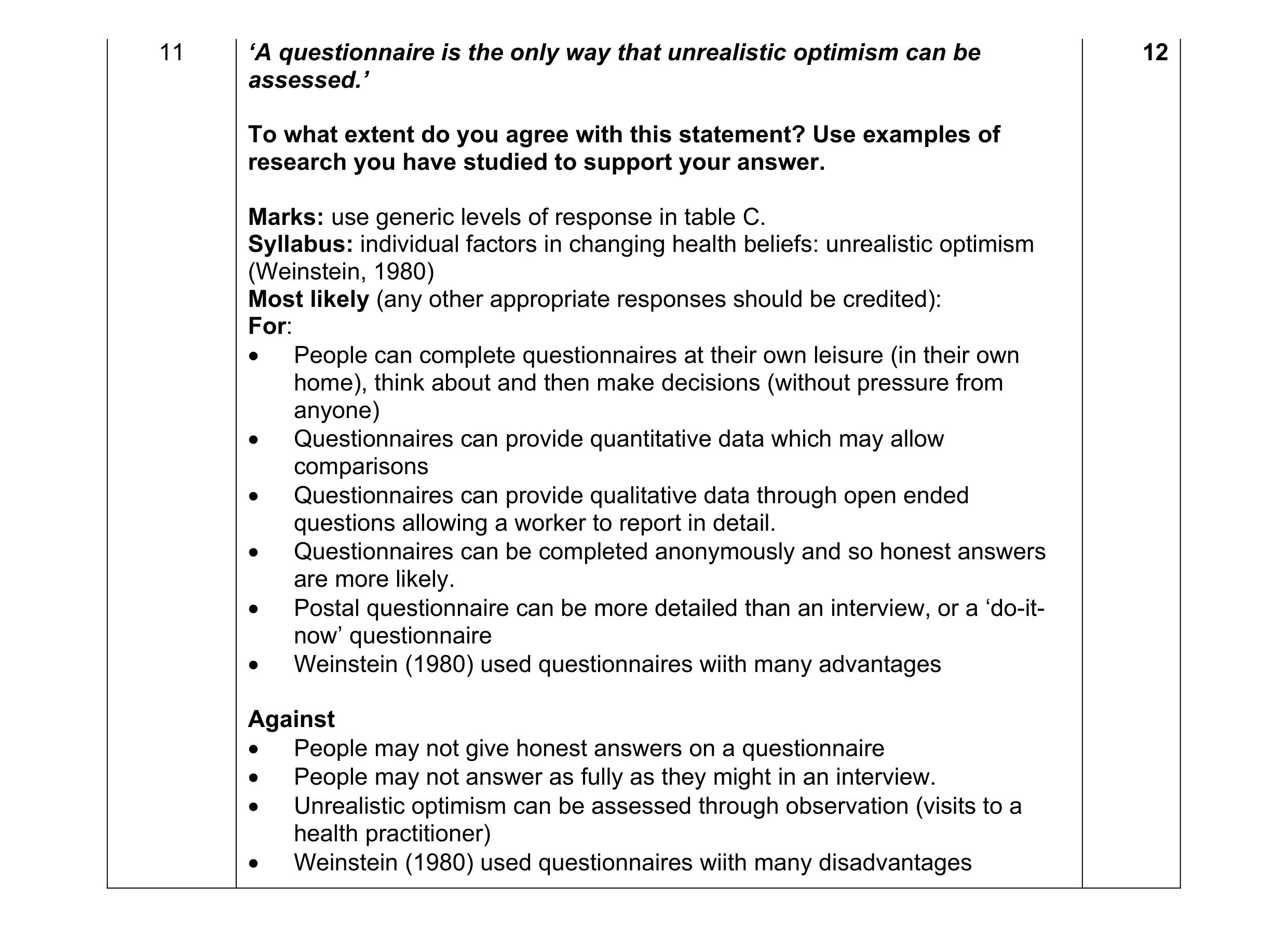 Mark scheme for question 31