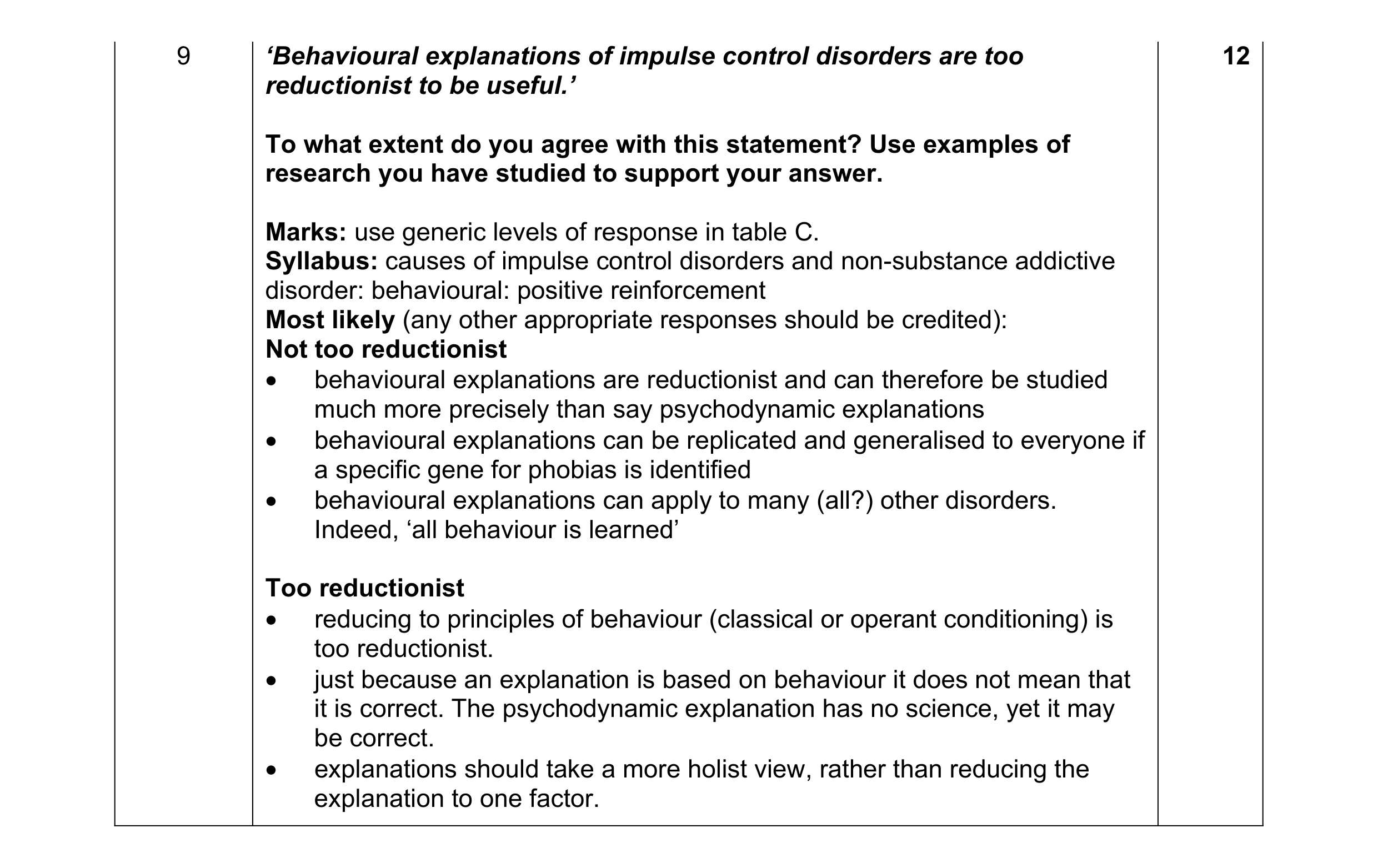 Mark scheme for question 23