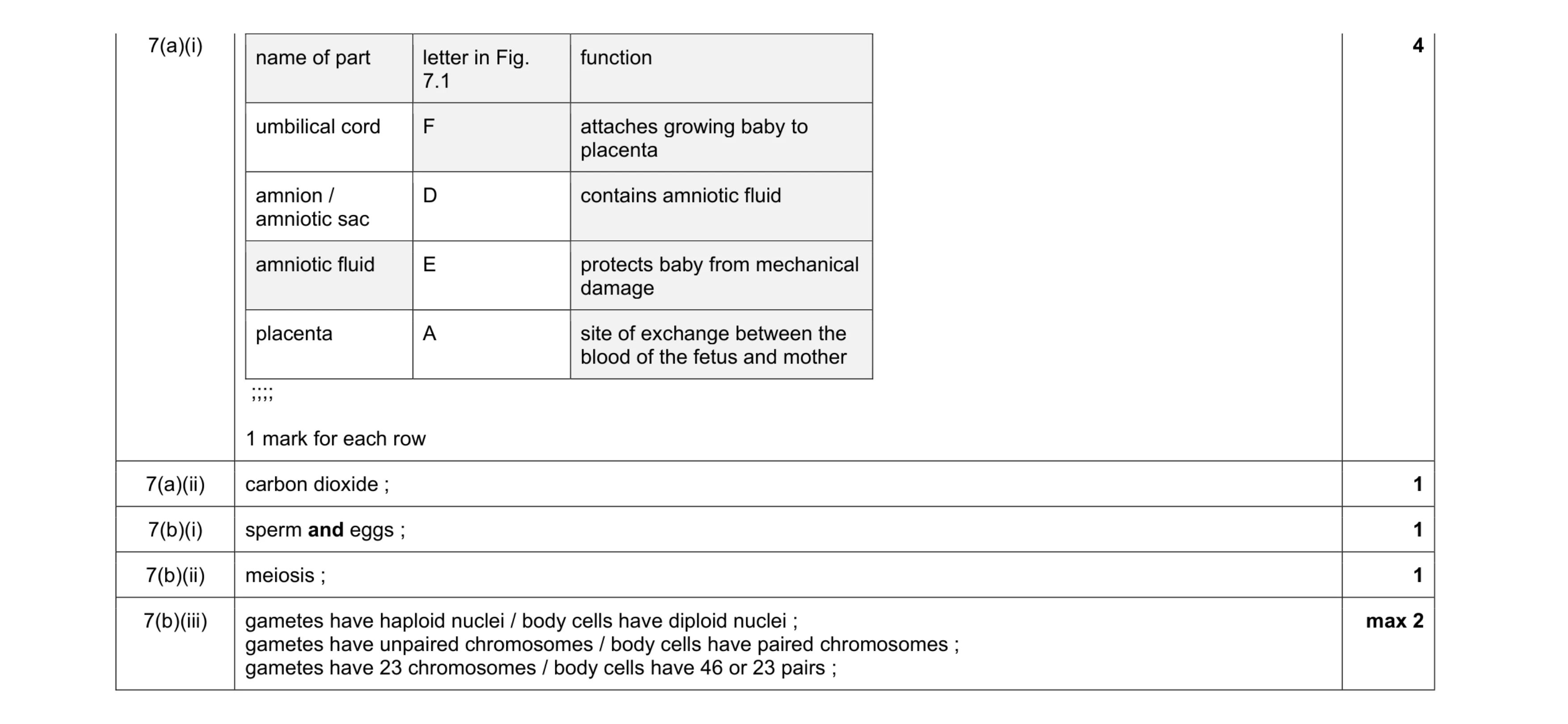 Mark scheme for question 4