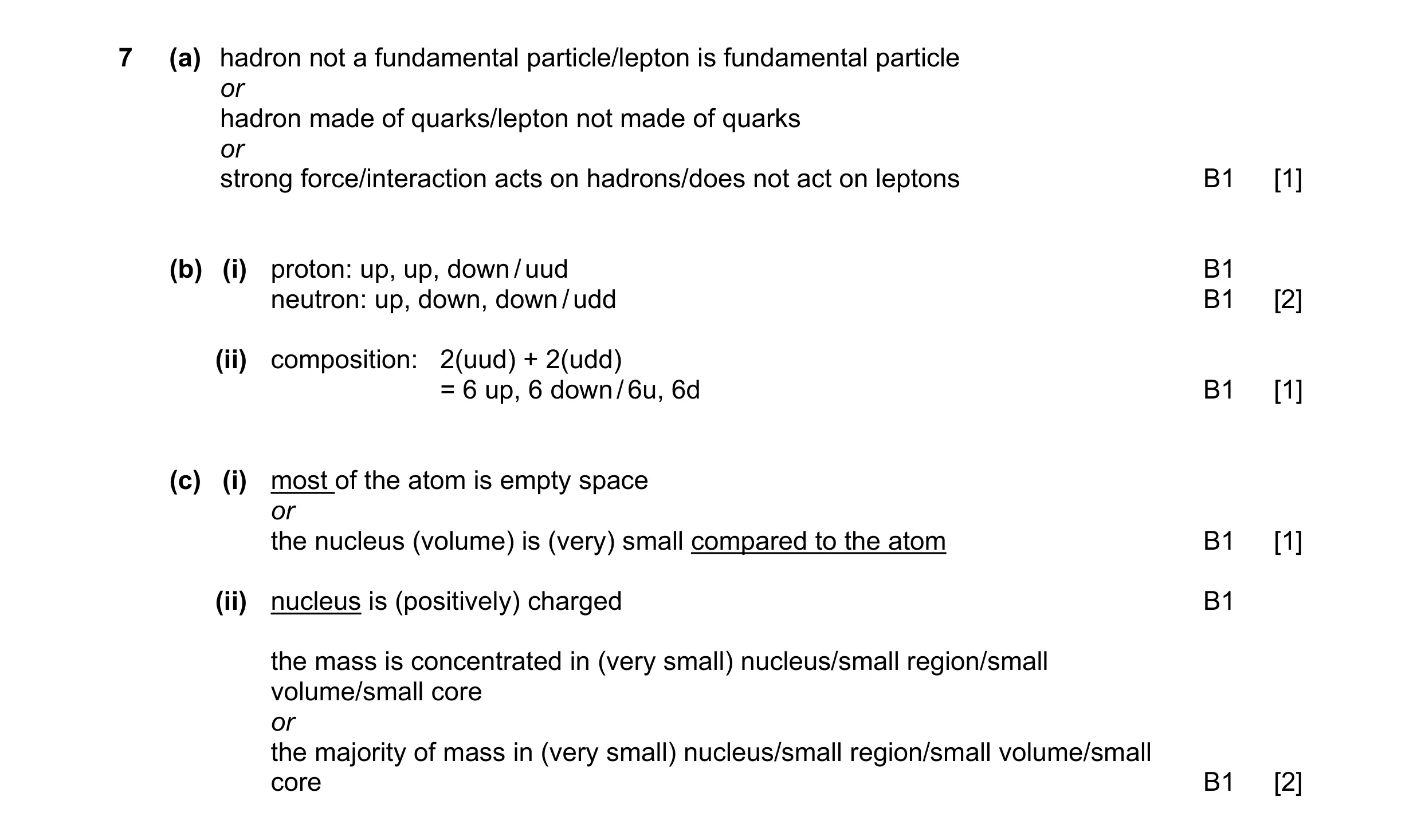 Mark scheme for question 31