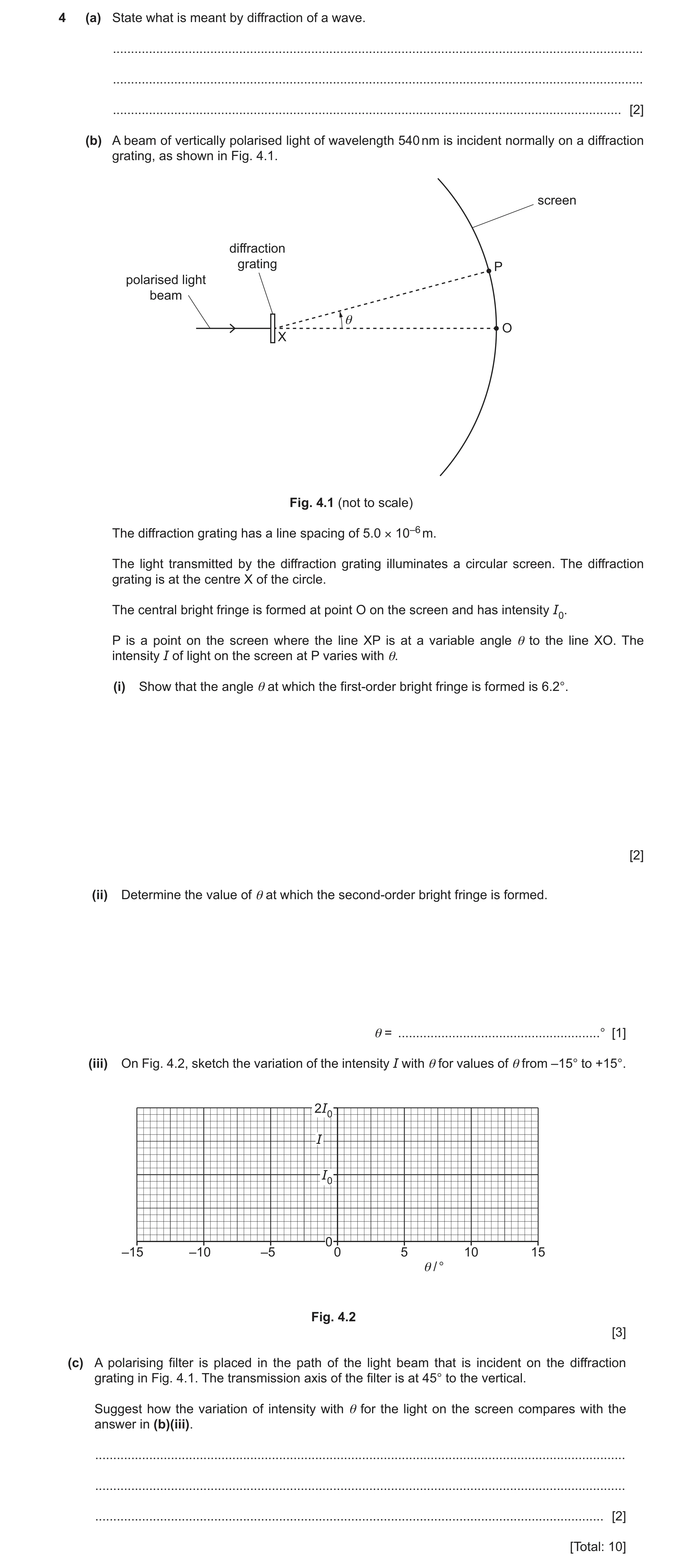Question 10: (a) State what is meant by diffraction of a wave. .........................................................................................…