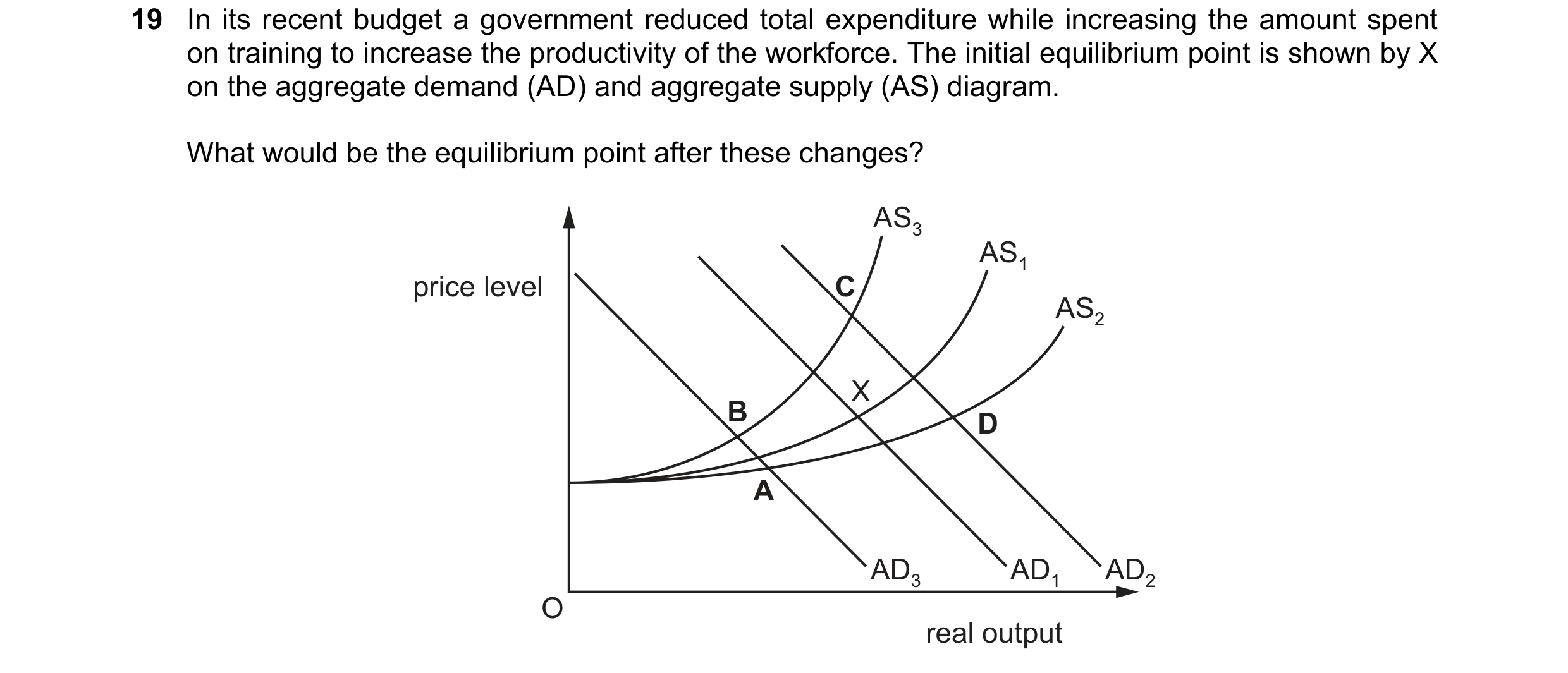 Question 45: In its recent budget a government reduced total expenditure while increasing the amount spent on training to increase the productivity of t…