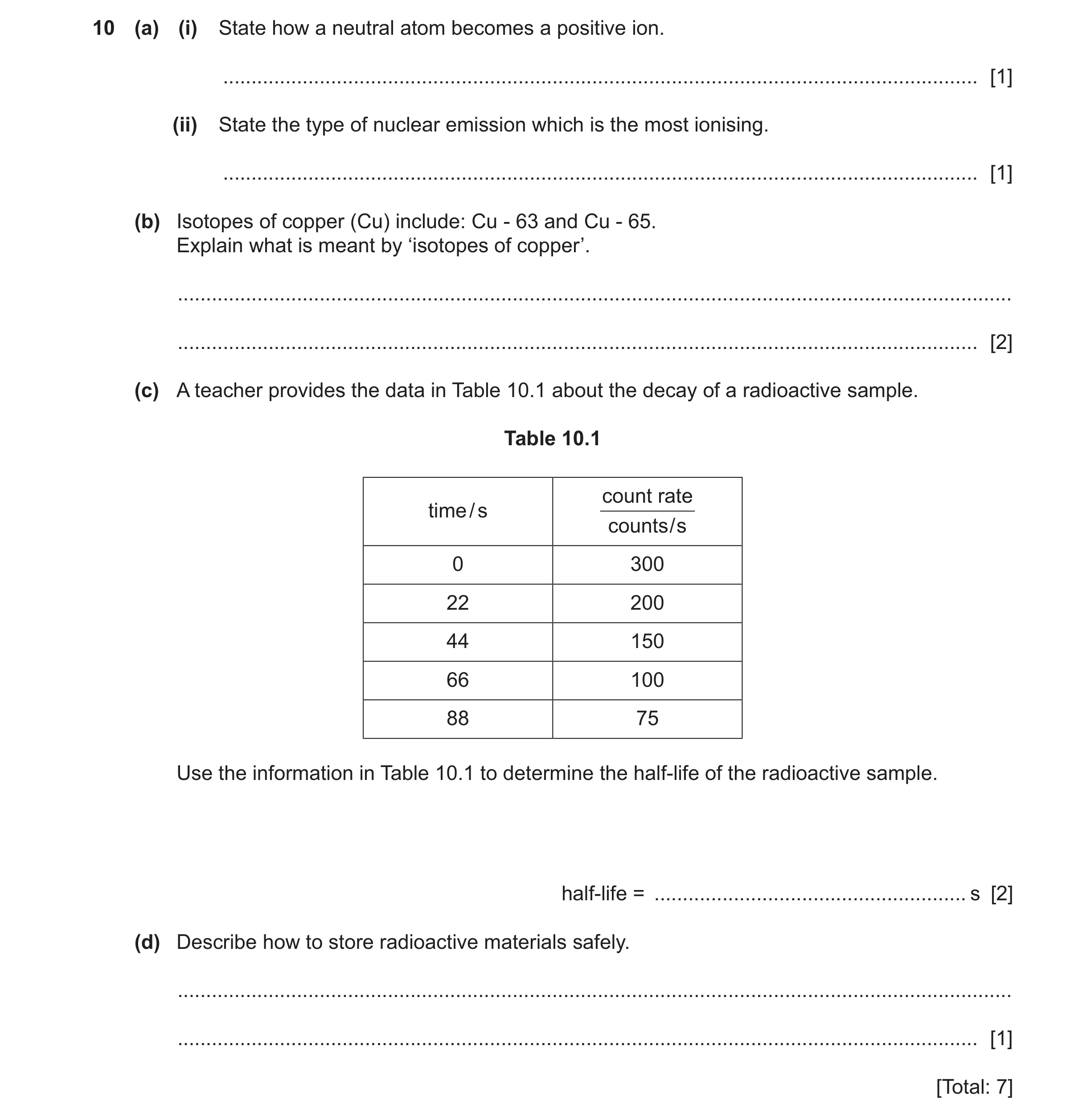 Question 66: (a) (i) State how a neutral atom becomes a positive ion. ..................................................................................…