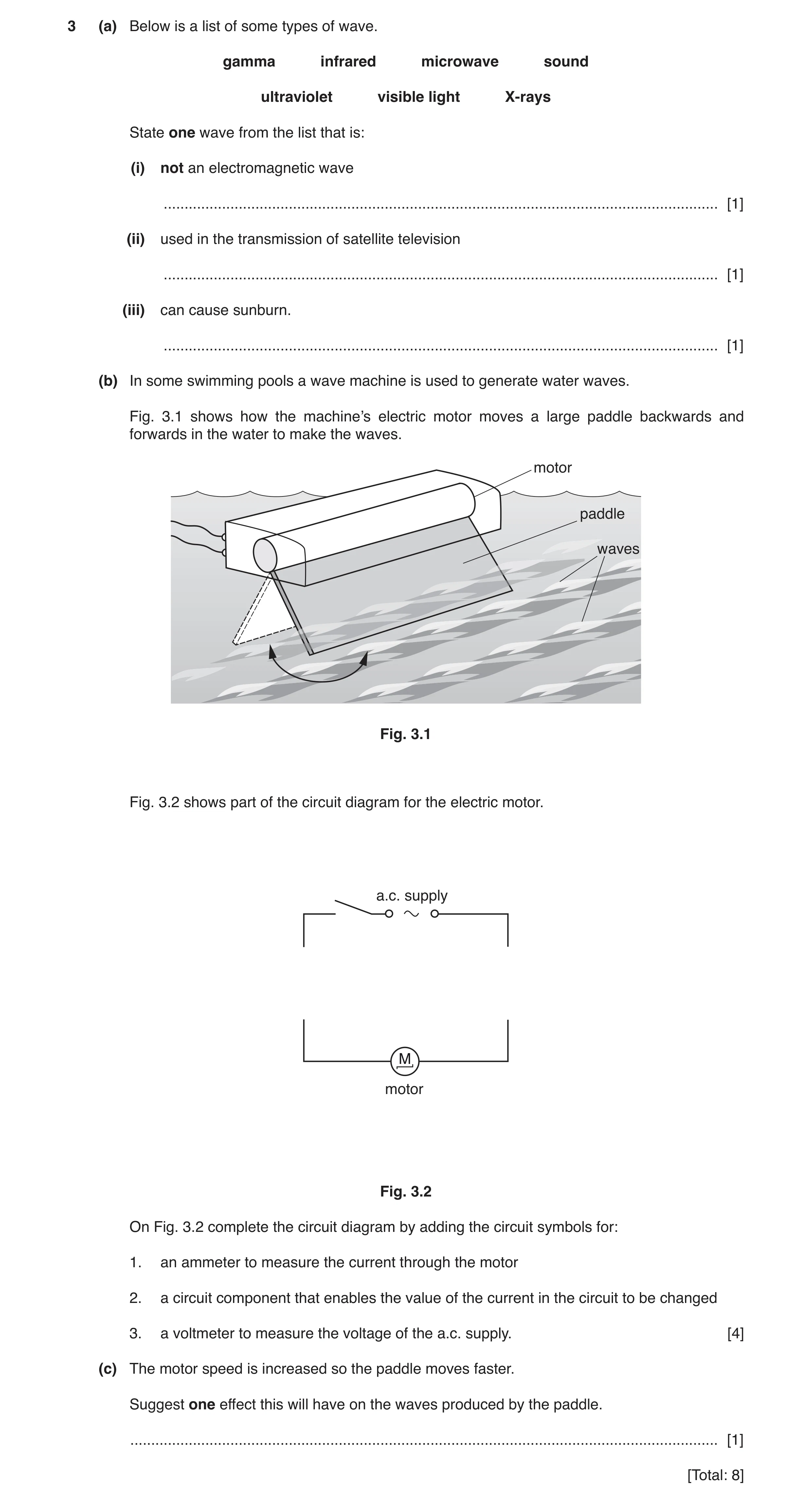 Question 17: (a) Below is a list of some types of wave. gamma infrared microwave sound ultraviolet visible light X-rays State one wave from the list tha…