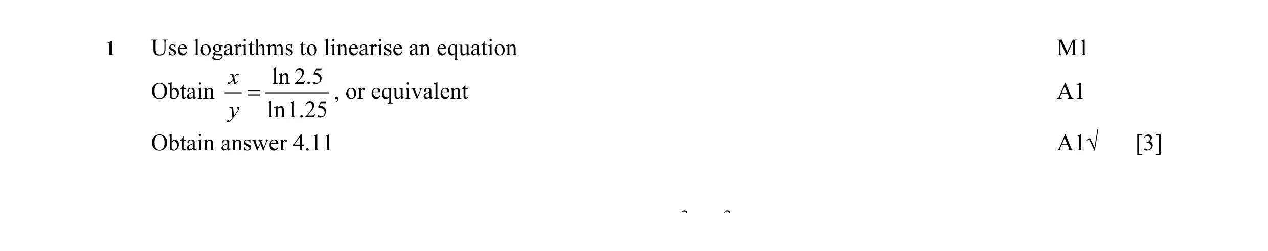 Mark scheme for question 5