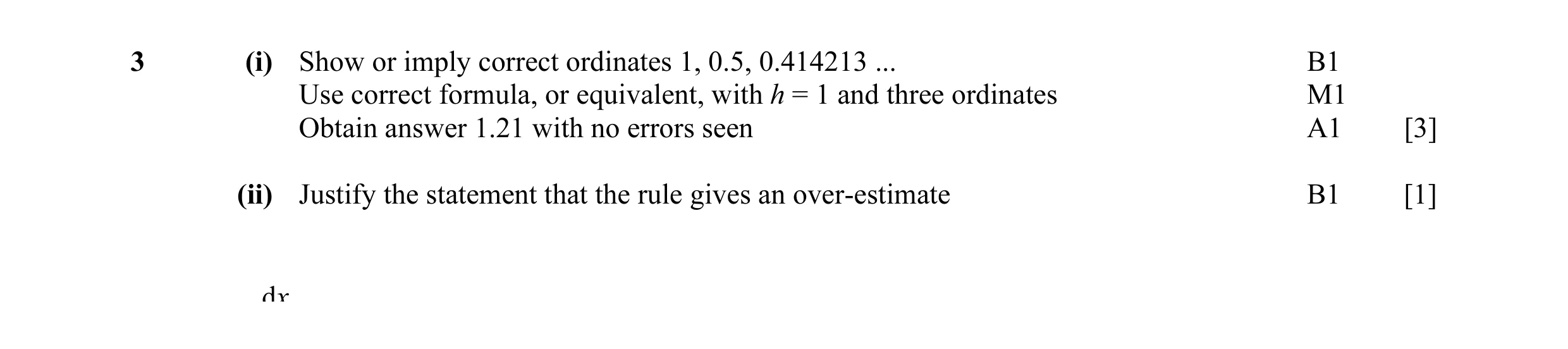 Mark scheme for question 10