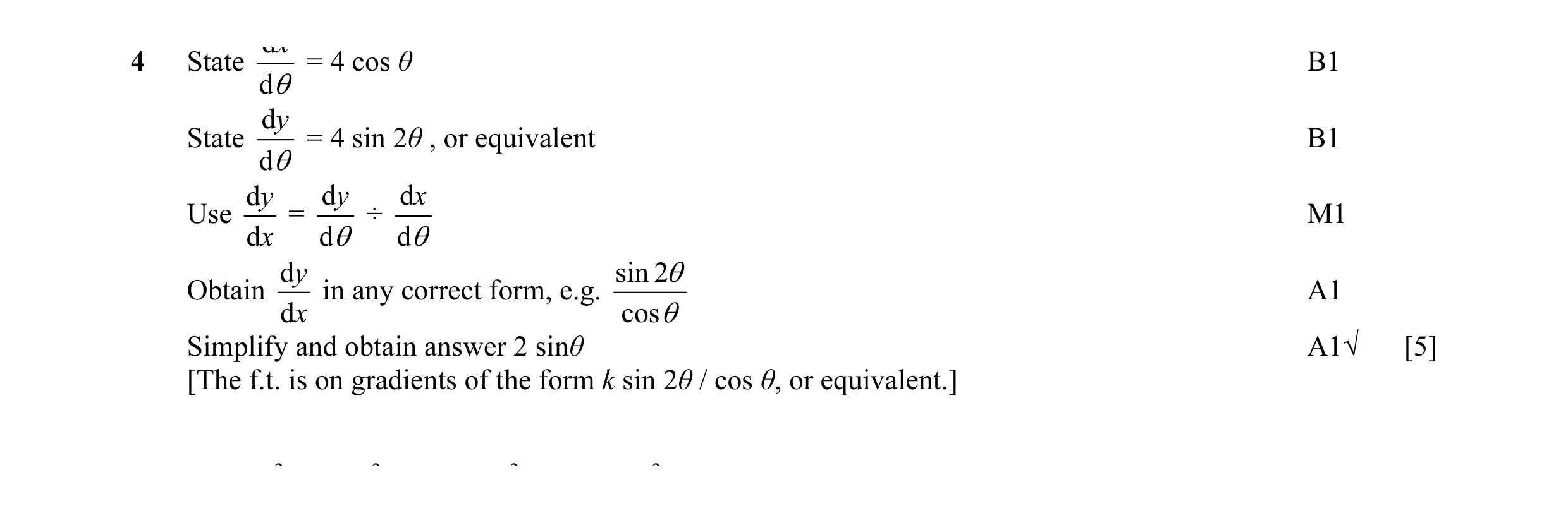 Mark scheme for question 7