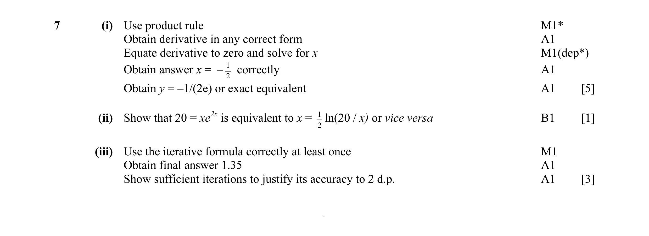 Mark scheme for question 6
