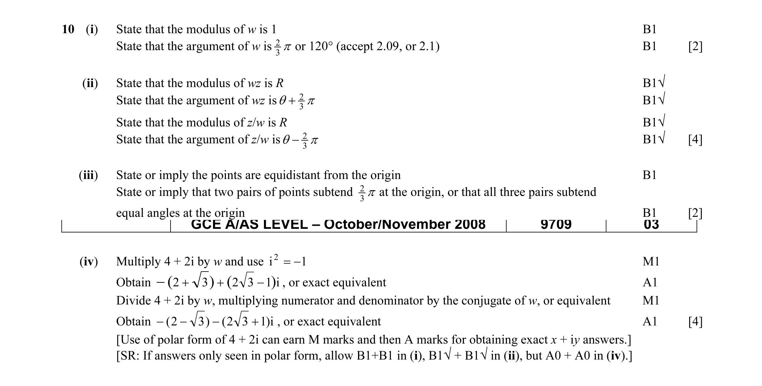 Mark scheme for question 6