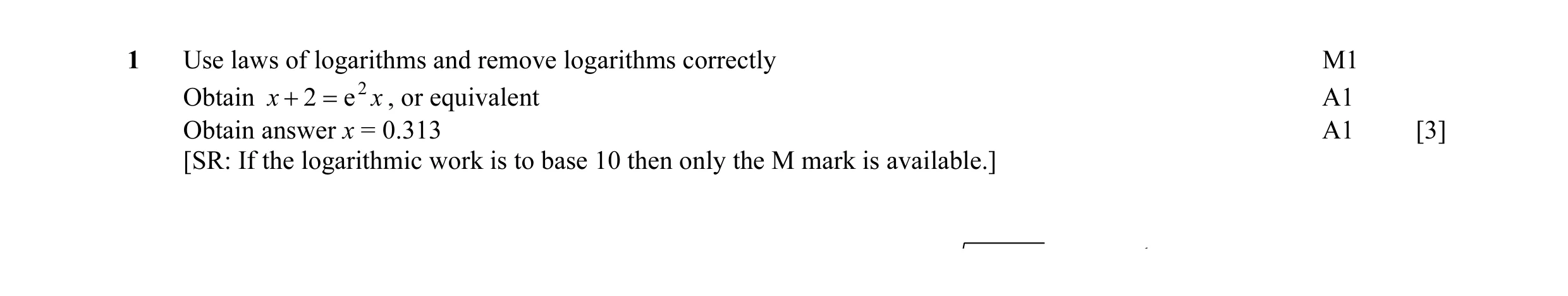 Mark scheme for question 2
