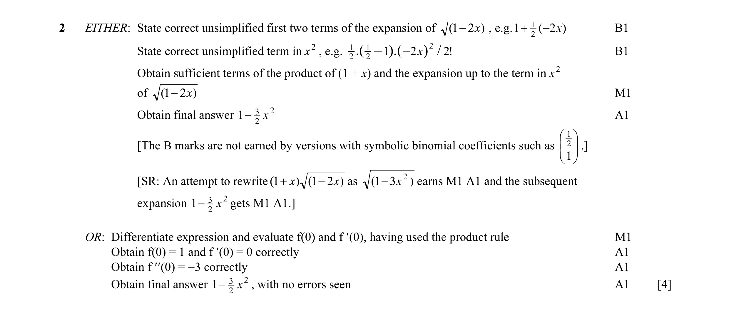 Mark scheme for question 3